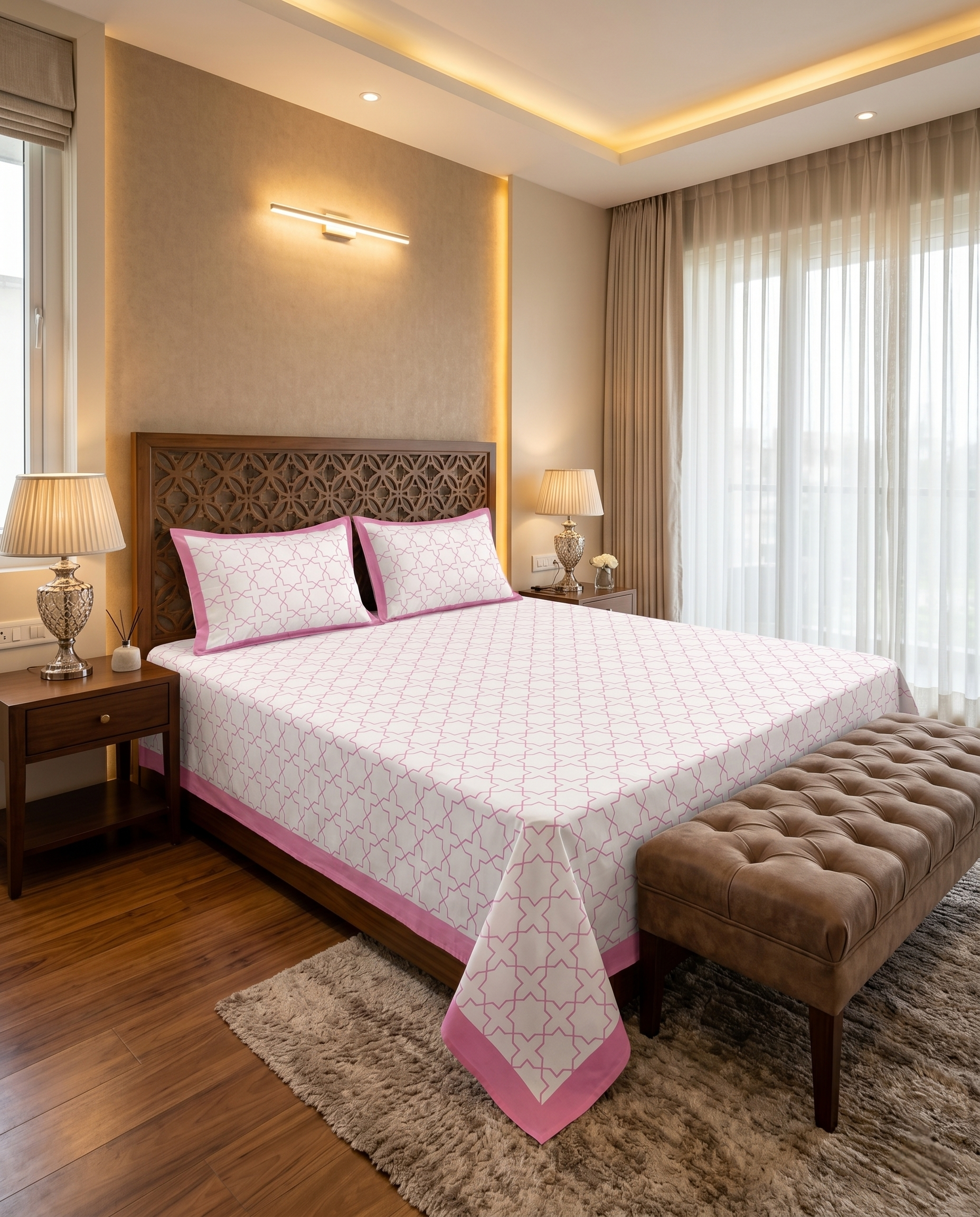 THE GULABI GRID PREMIUM BEDSHEET