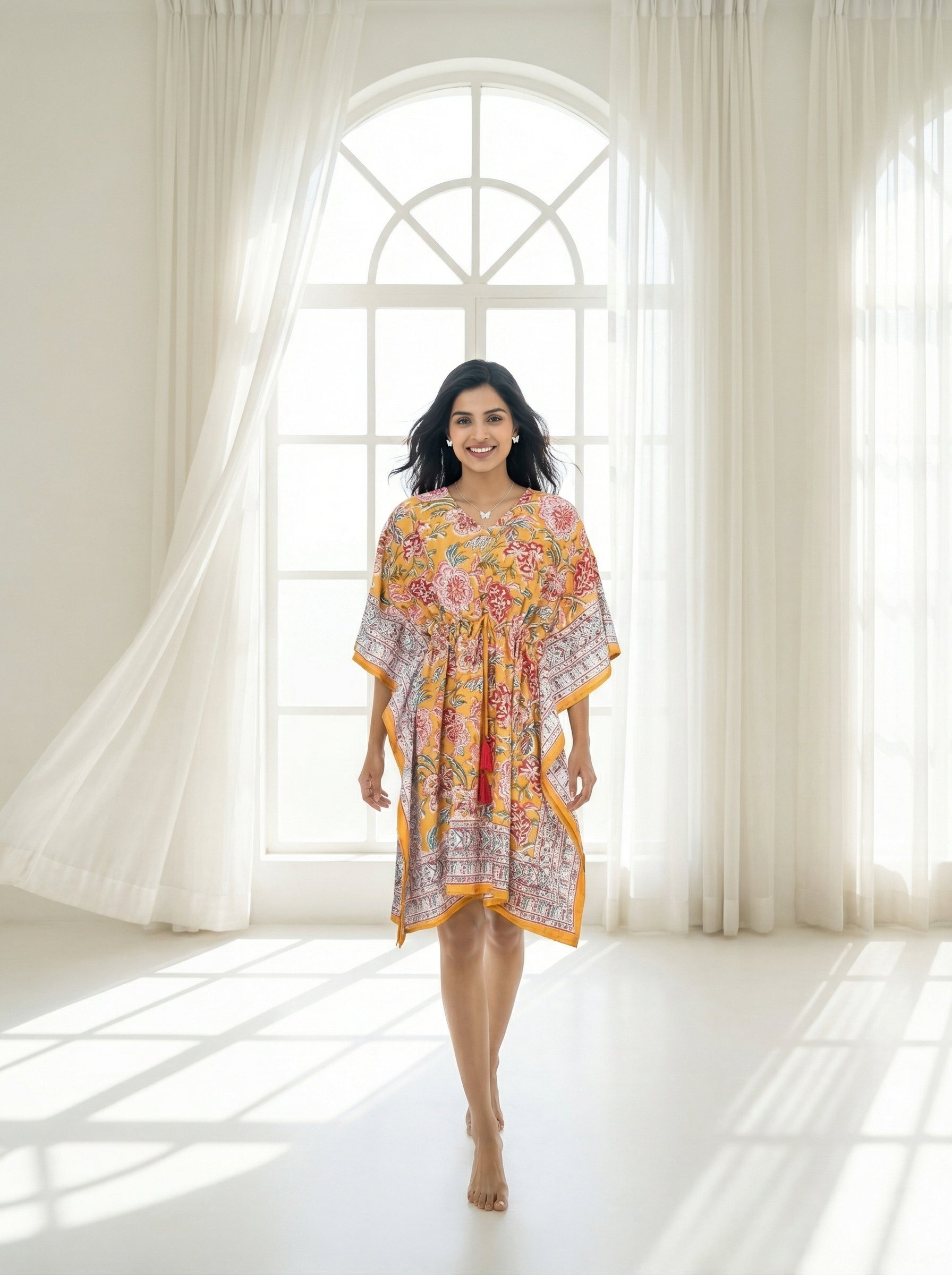 Floral Short Mul Kaftan