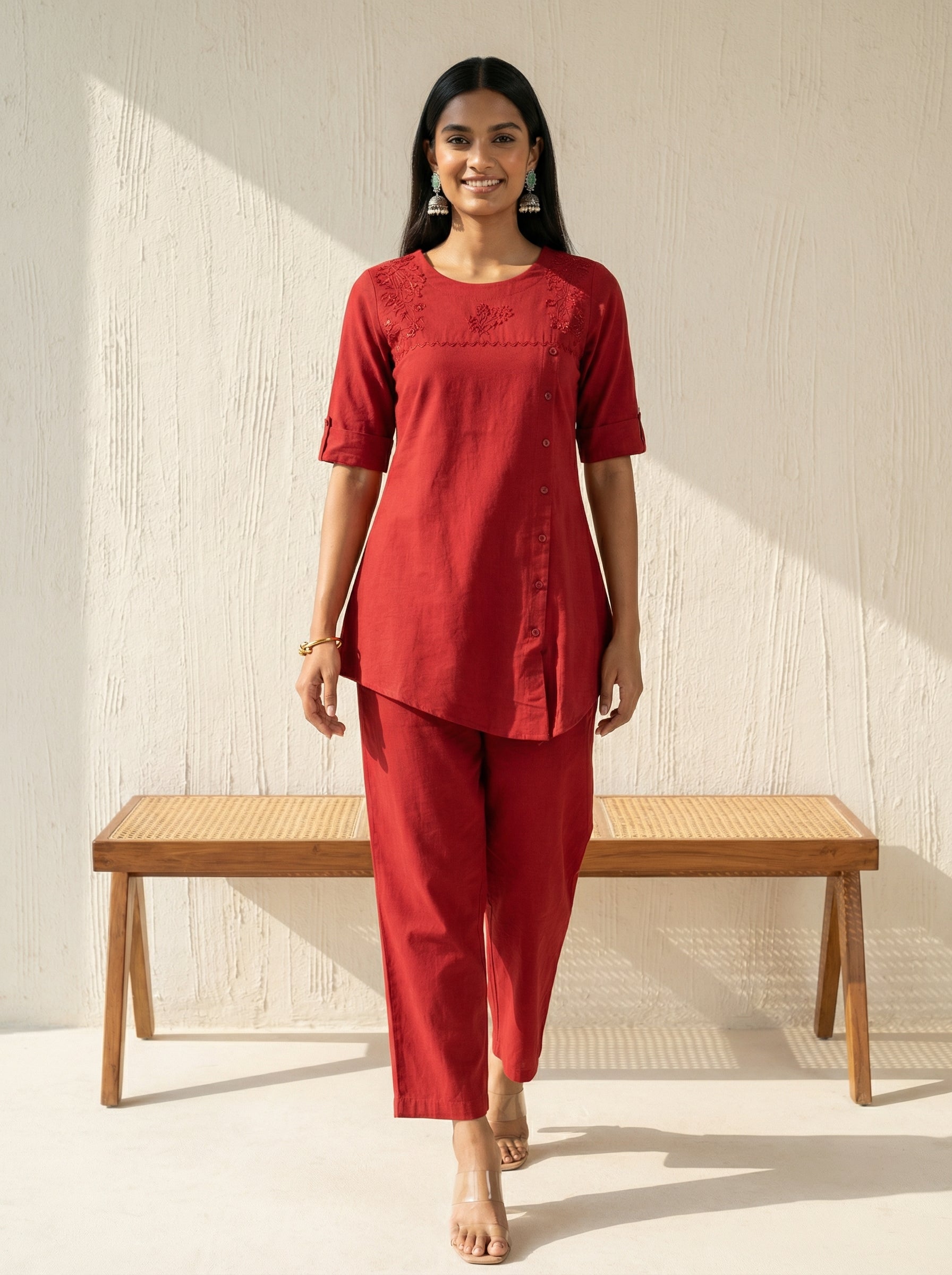 Solid Hues Violet Maroon Linen Cordset