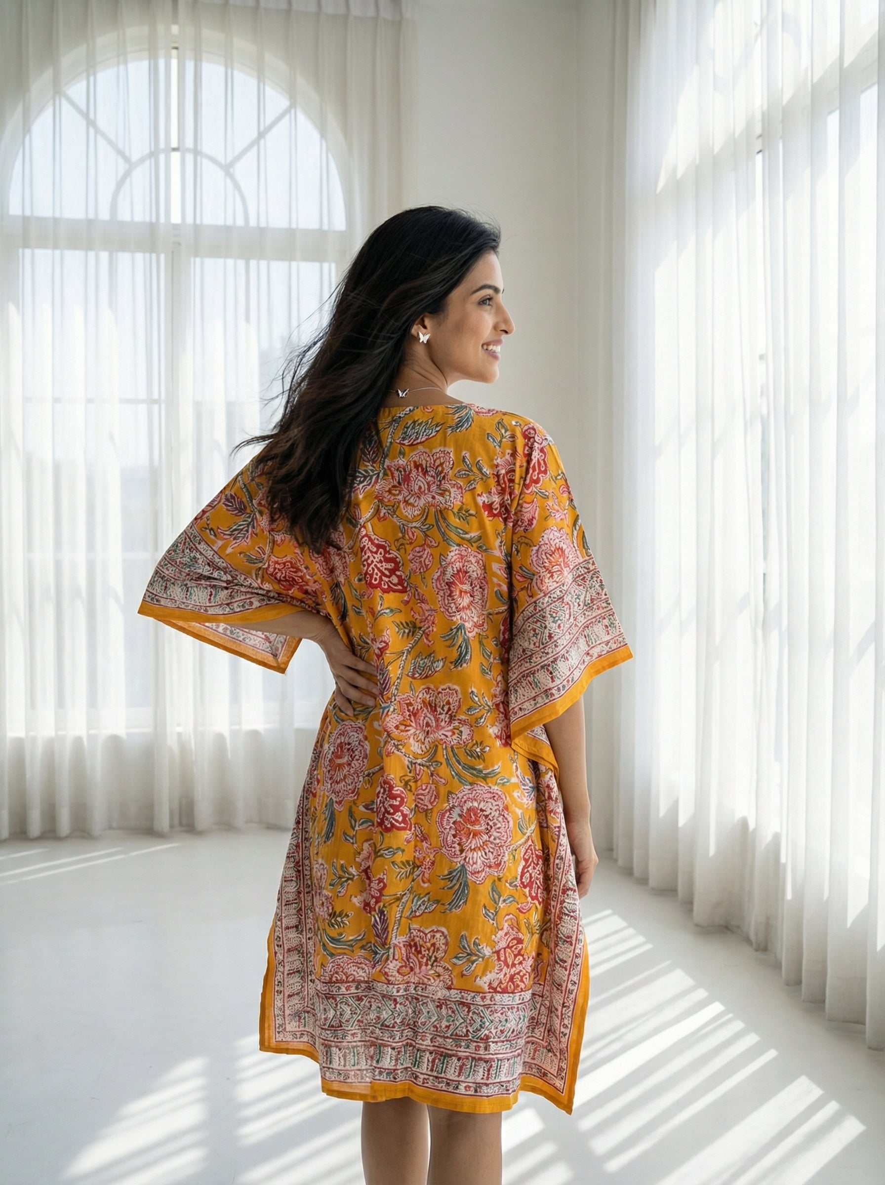 Floral Short Mul Kaftan