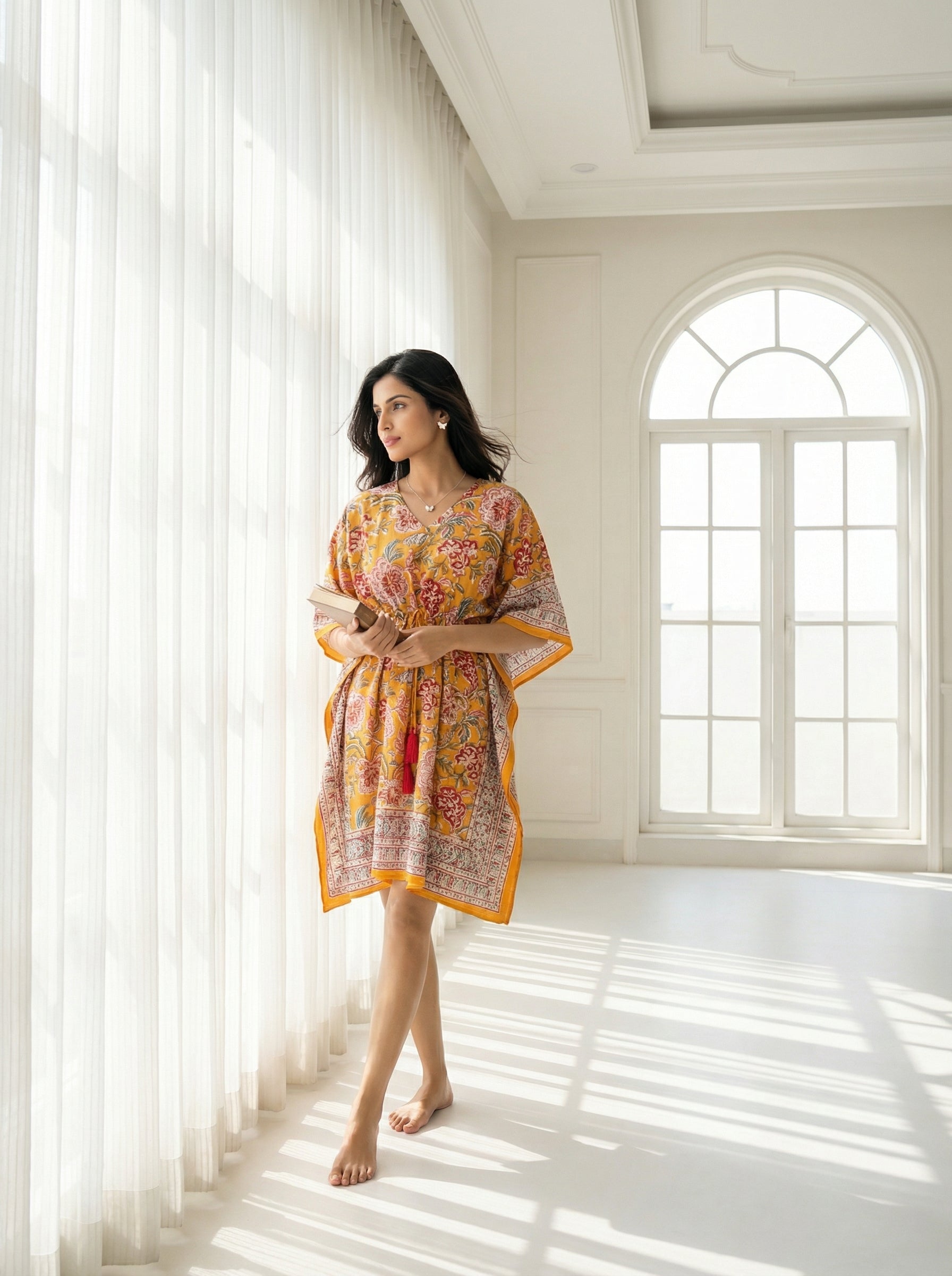 Floral Short Mul Kaftan