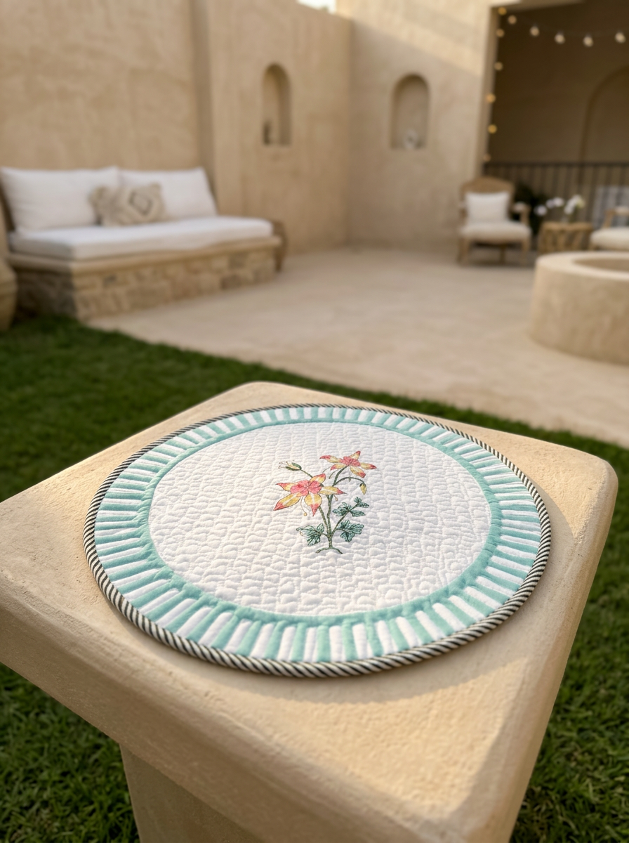 Quilted Sunrise Bloom Butta Round Mat