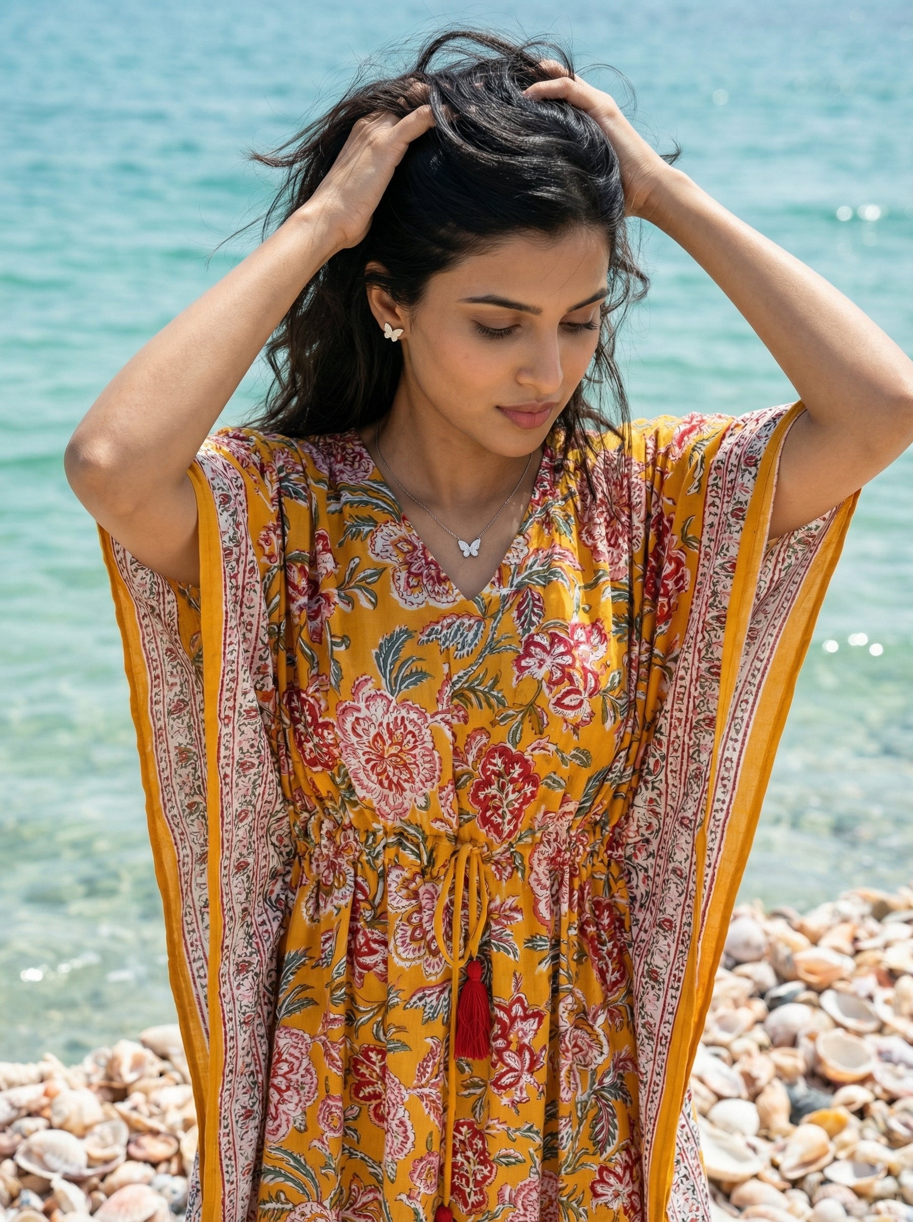Floral Short Mul Kaftan