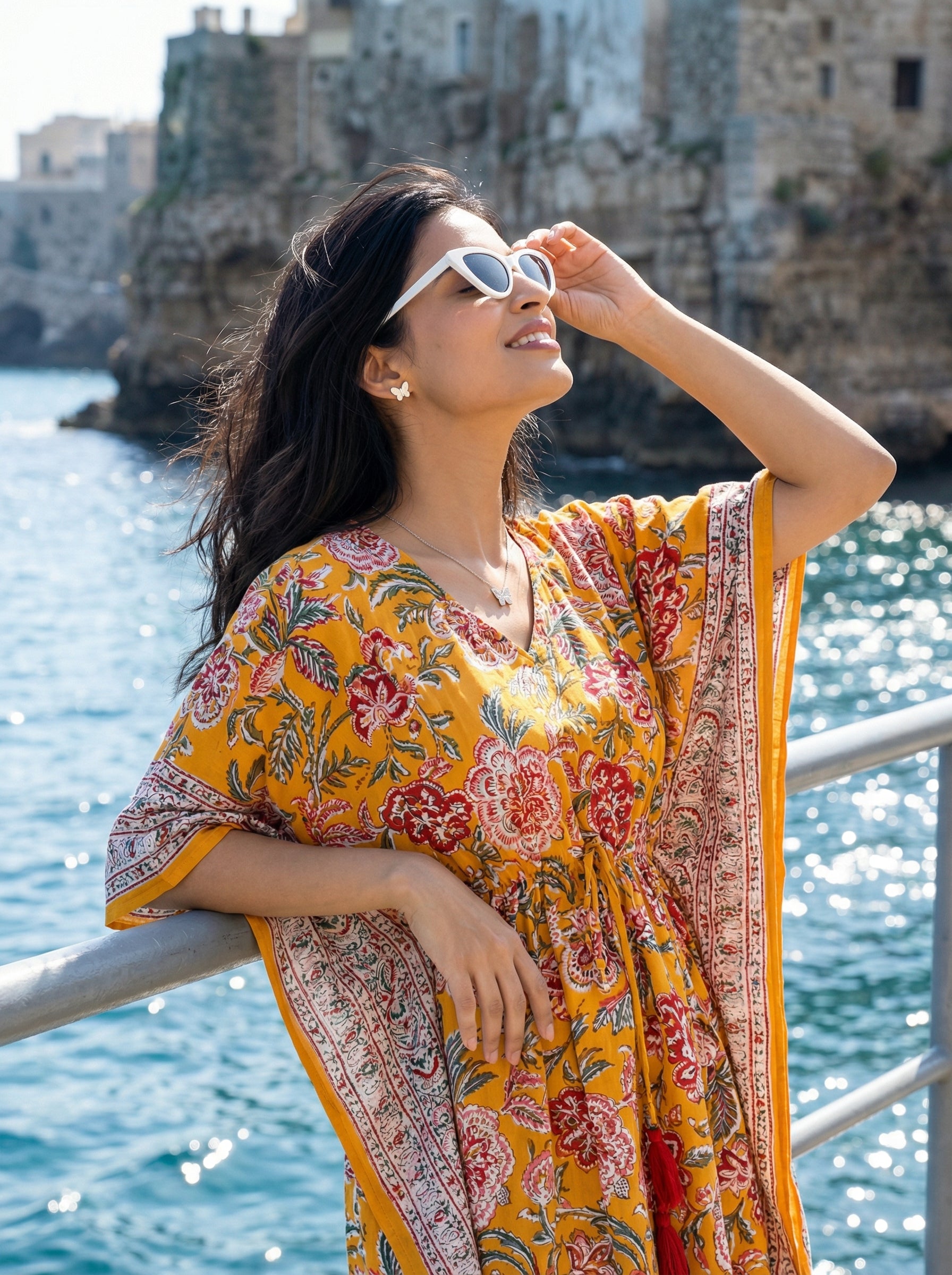 Floral Short Mul Kaftan