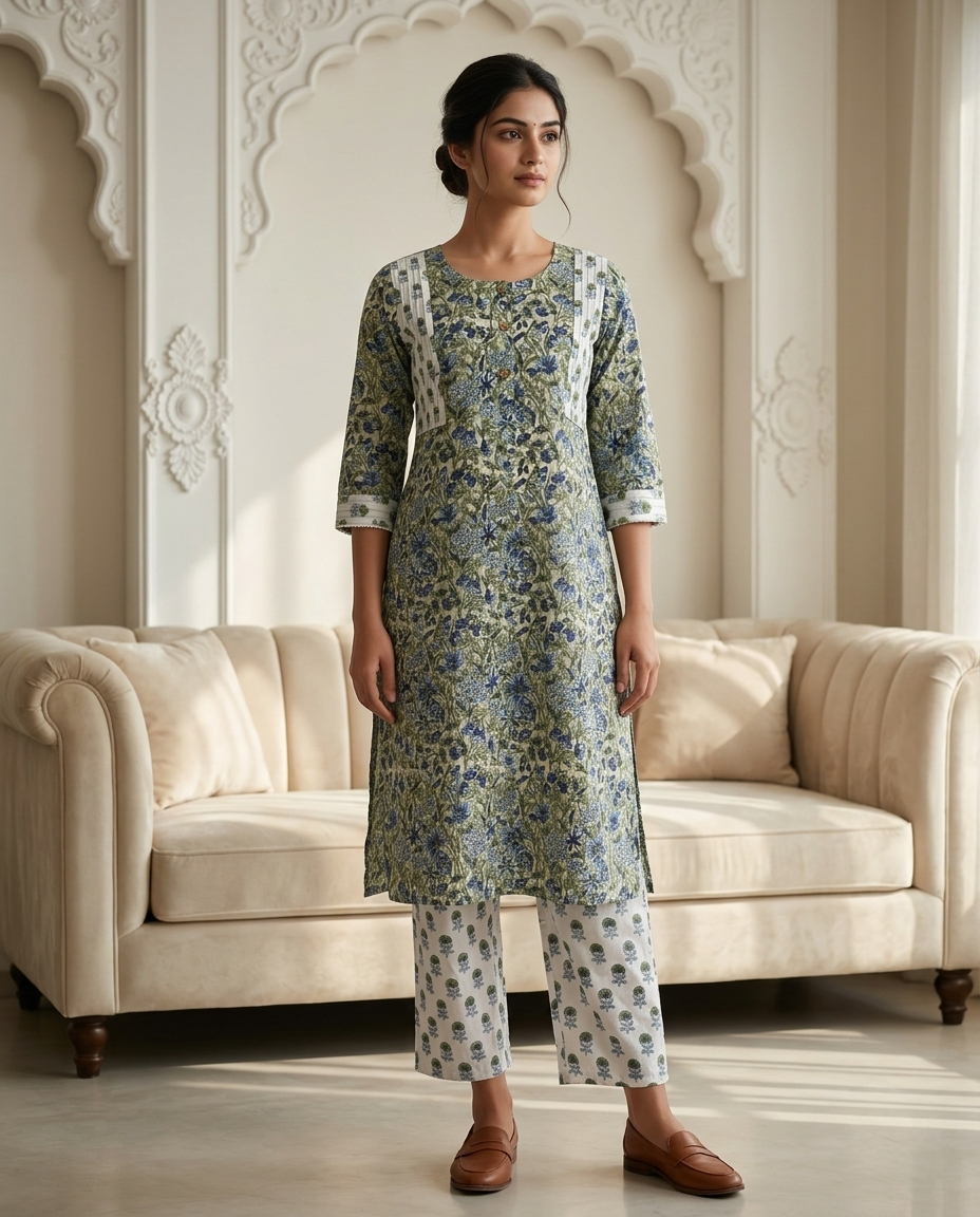 EVERYDAY GRACE KURTA PANT SET - PREMIUM COTTON