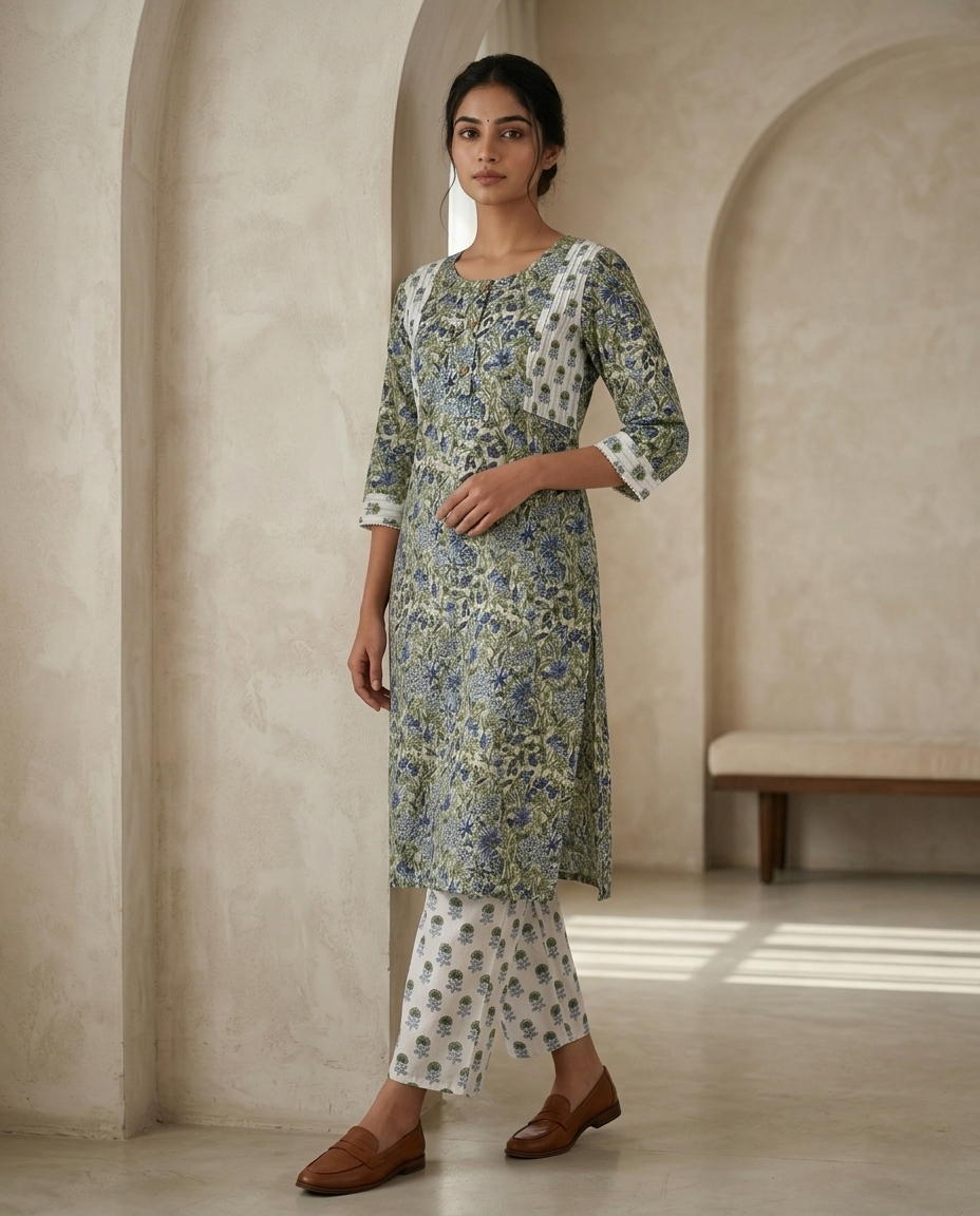 EVERYDAY GRACE KURTA PANT SET - PREMIUM COTTON