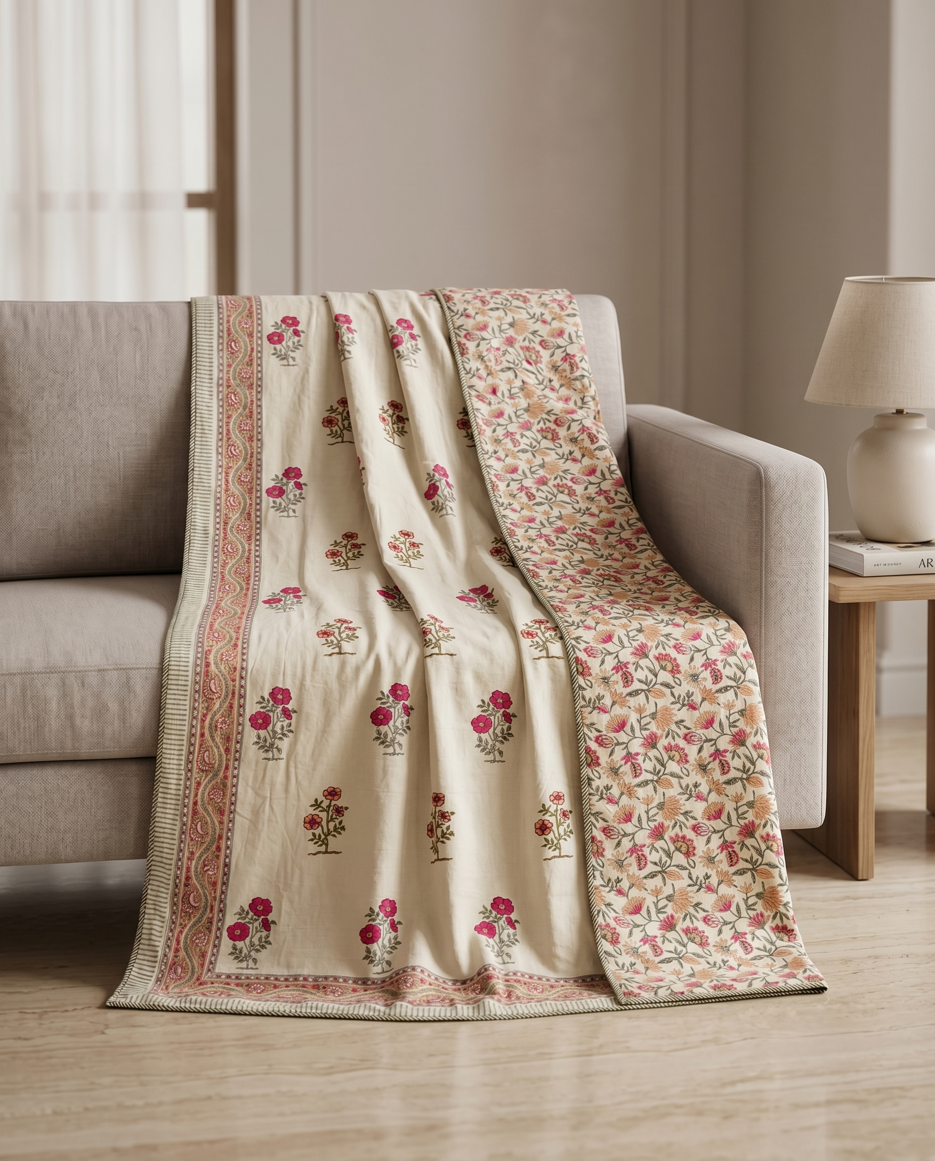 GARDEN BLOOM REVERSIBLE COTTON DOHAR