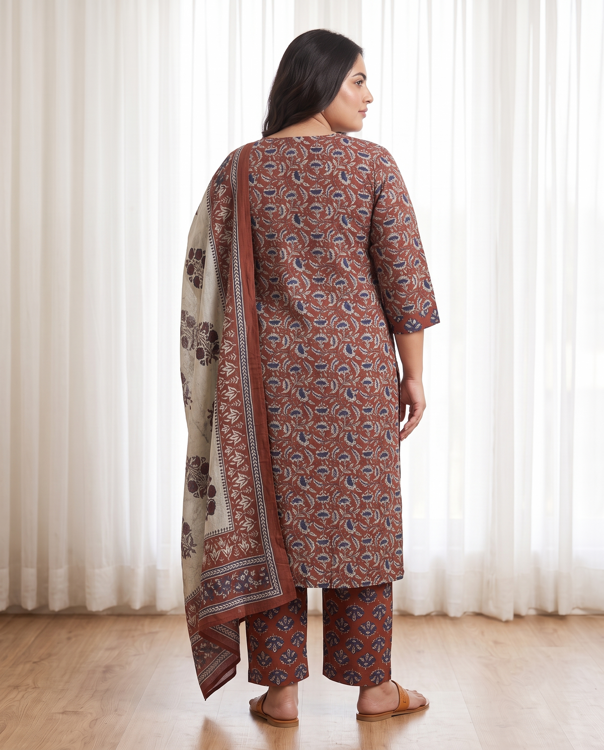 AARVI PRINTED 3 PC SET - RUST