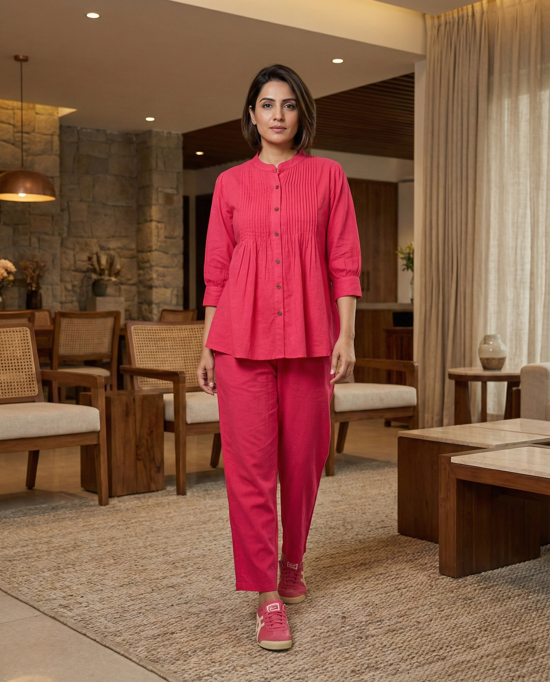 Hot Pink Pintuck Cordset