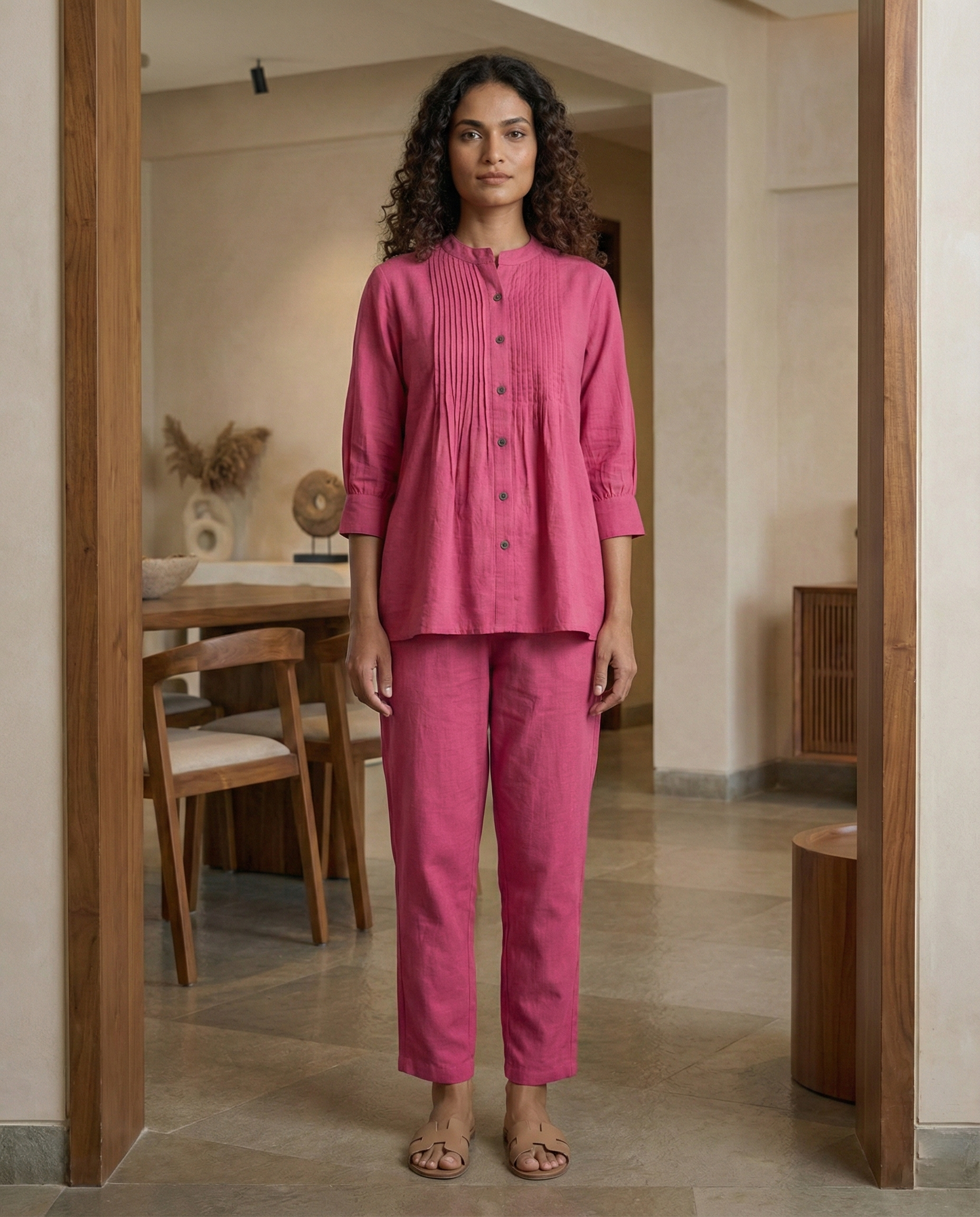 Pink Cotton Pintuck Cordset