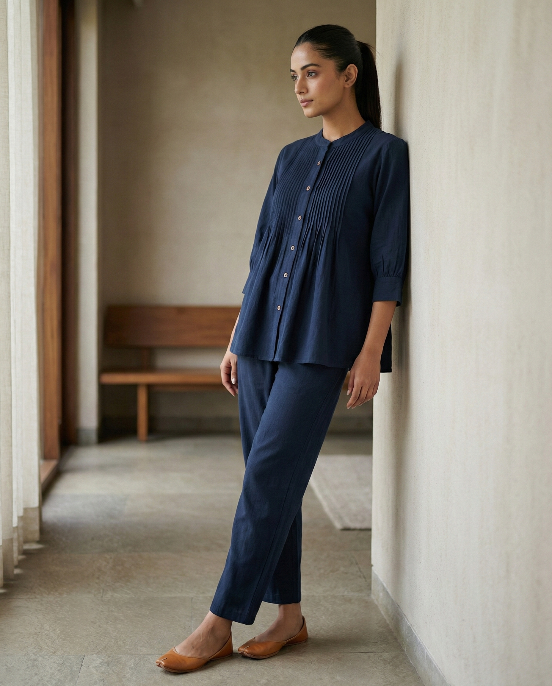 Navy Blue Pintuck Cordset
