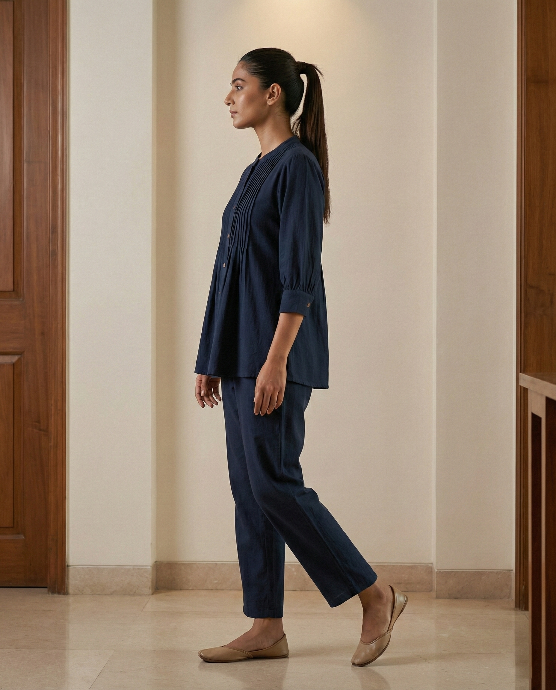 Navy Blue Pintuck Cordset