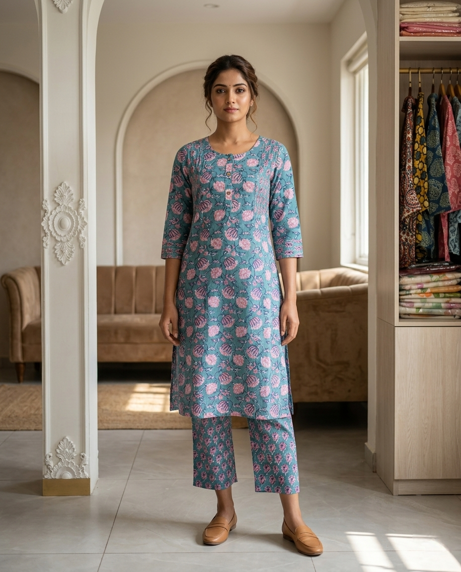 EVERYDAY GRACE KURTA PANT SET - PREMIUM COTTON