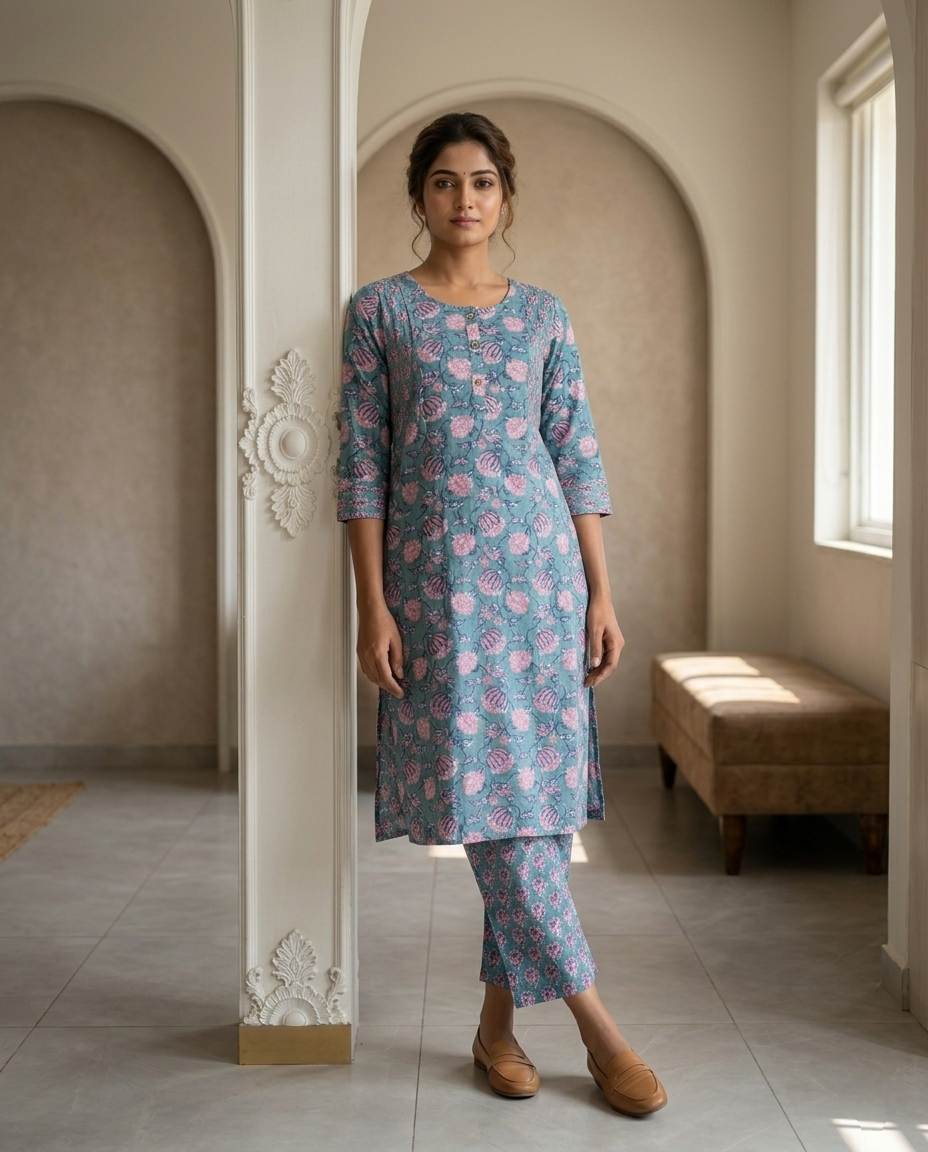EVERYDAY GRACE KURTA PANT SET - PREMIUM COTTON