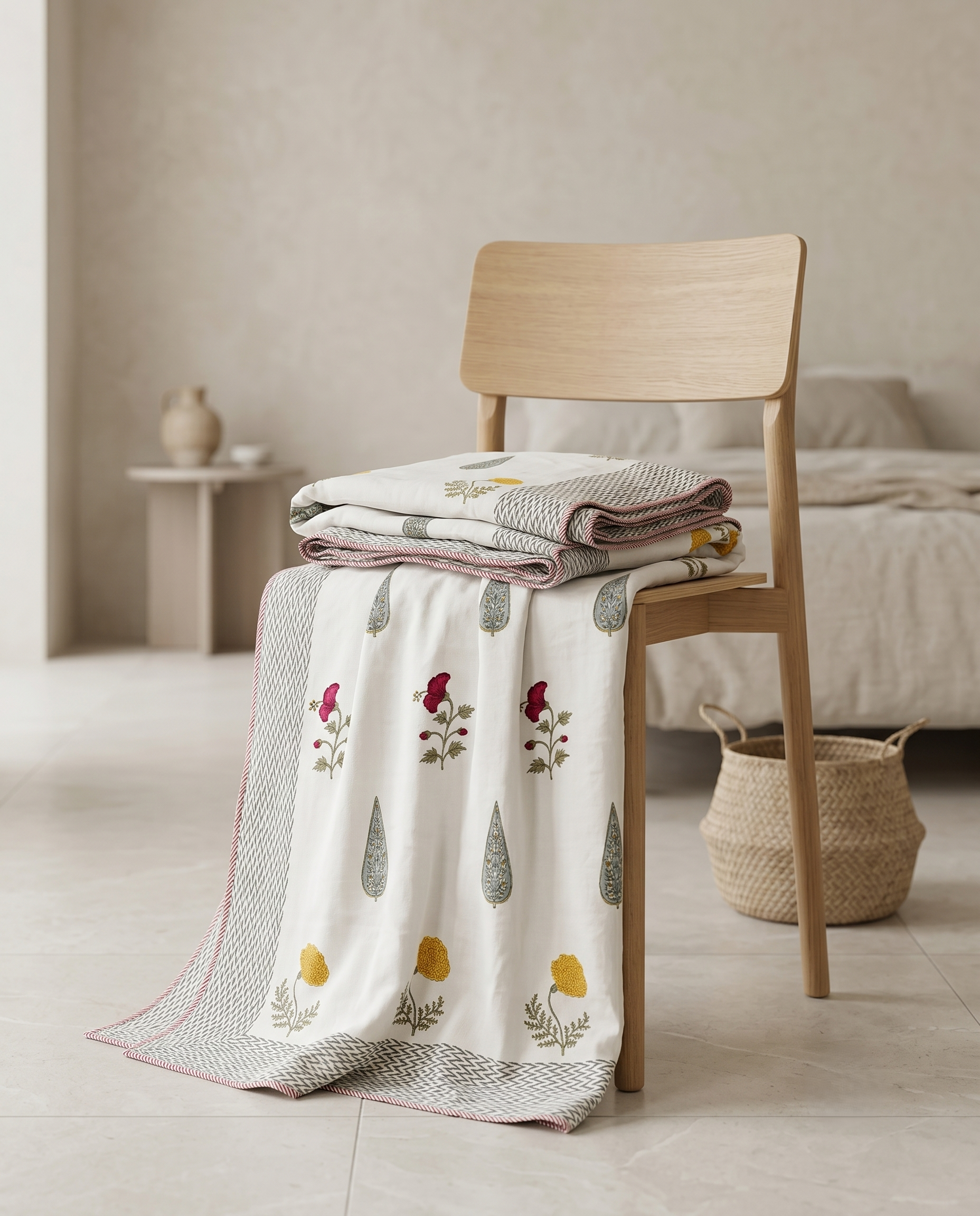 GARDEN MOTIF REVERSIBLE COTTON DOHAR