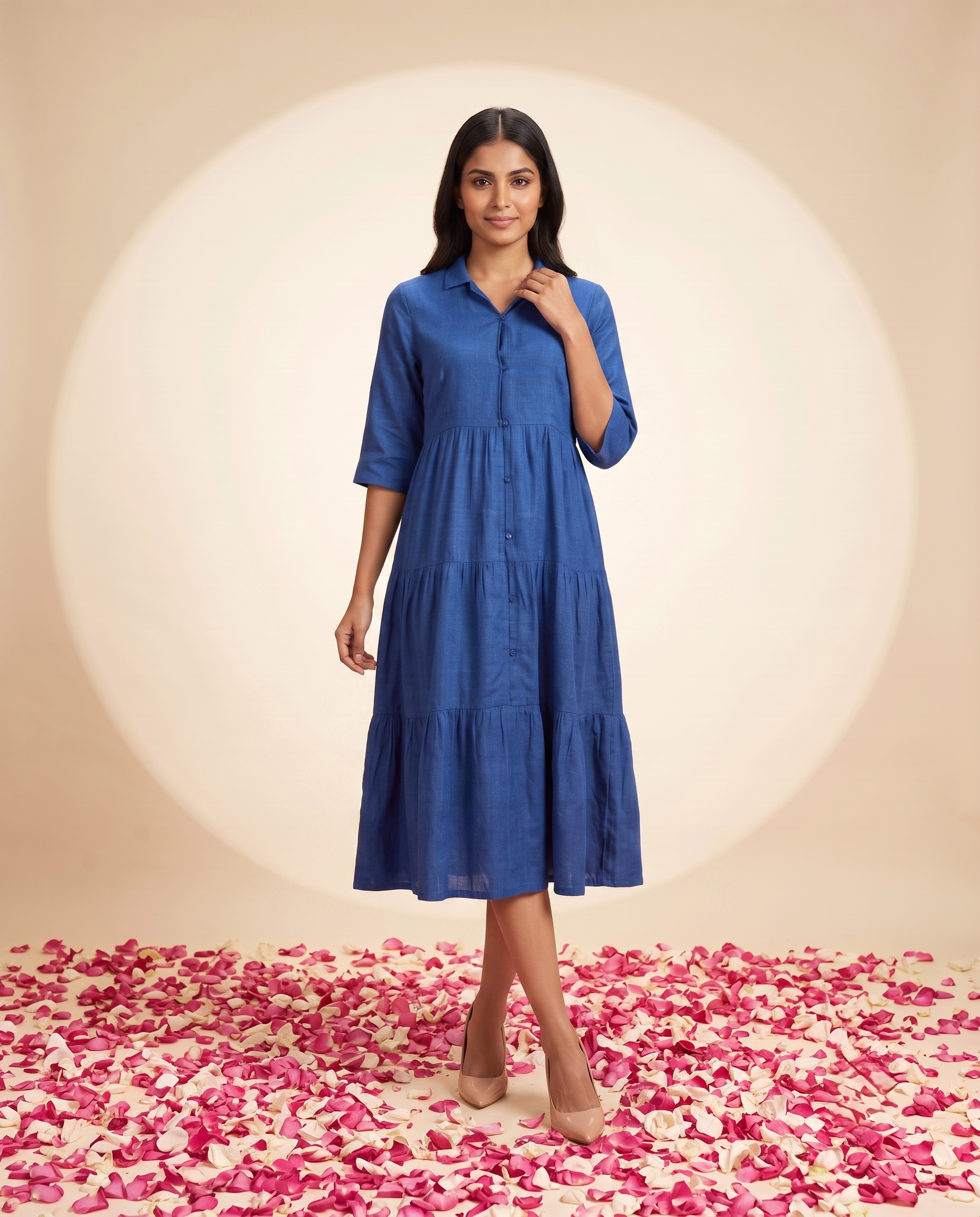 JBK LUXE BLUE LINEN DRESS