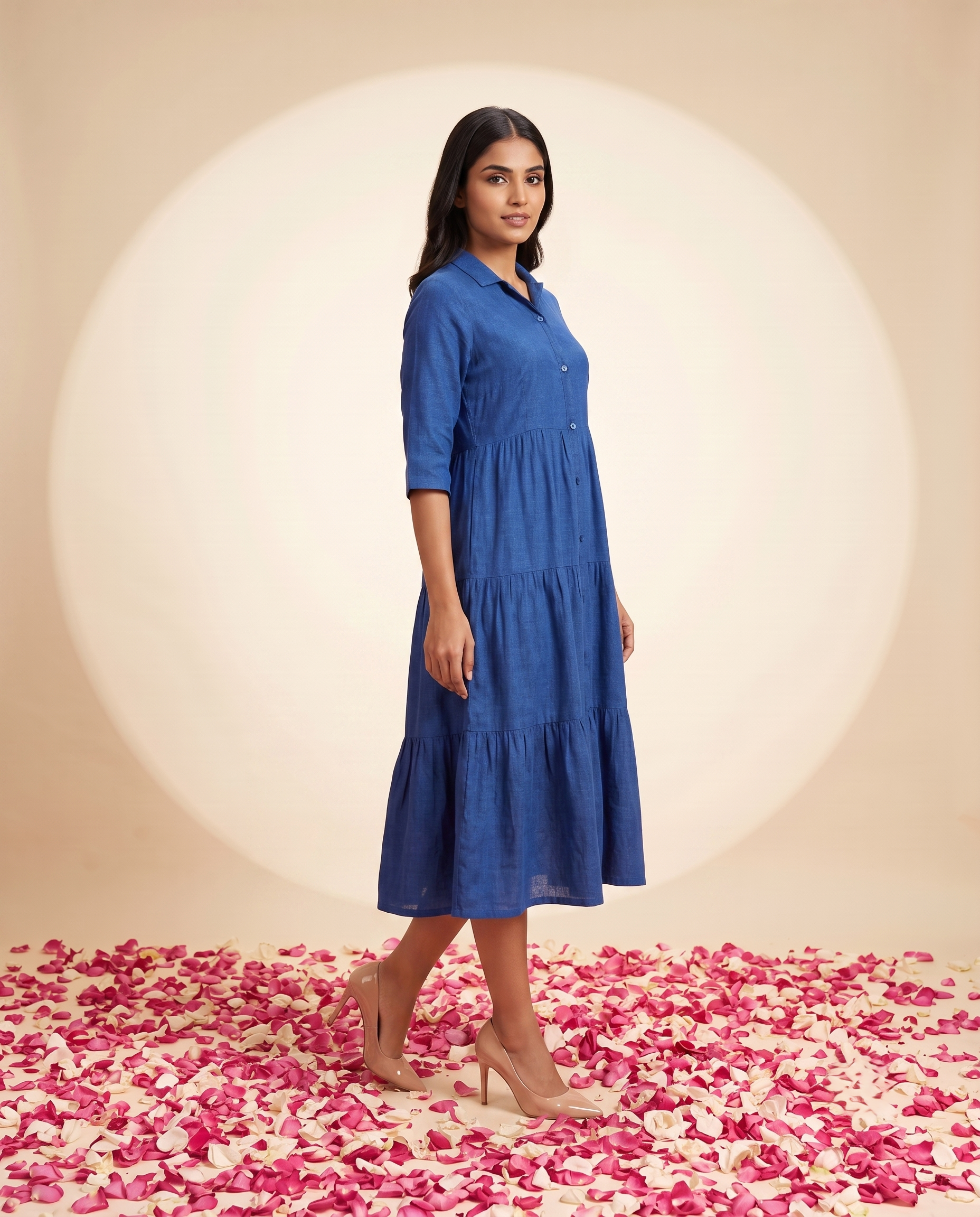 JBK LUXE BLUE LINEN DRESS