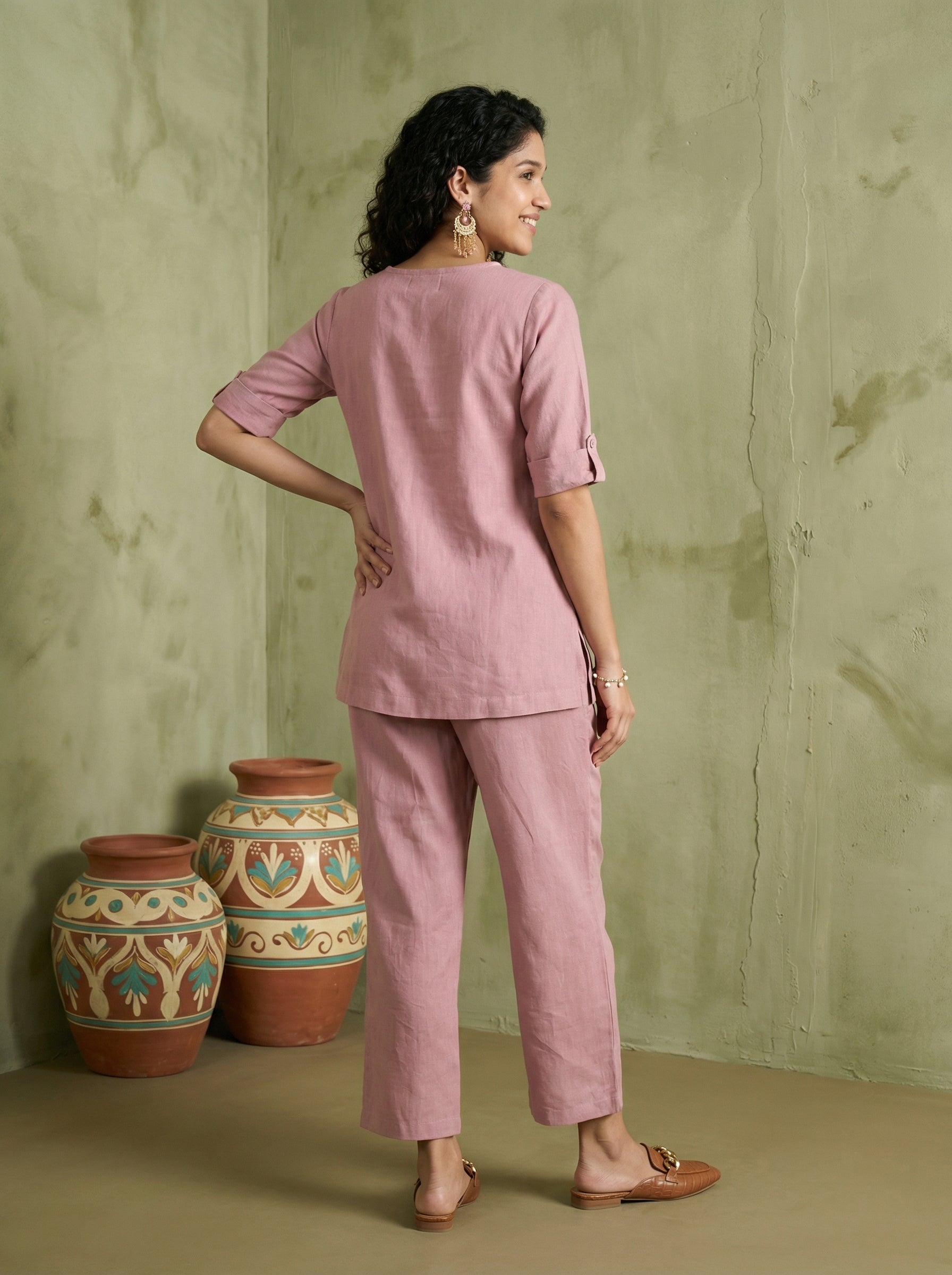 Solid Hues Mauve Linen Cordset