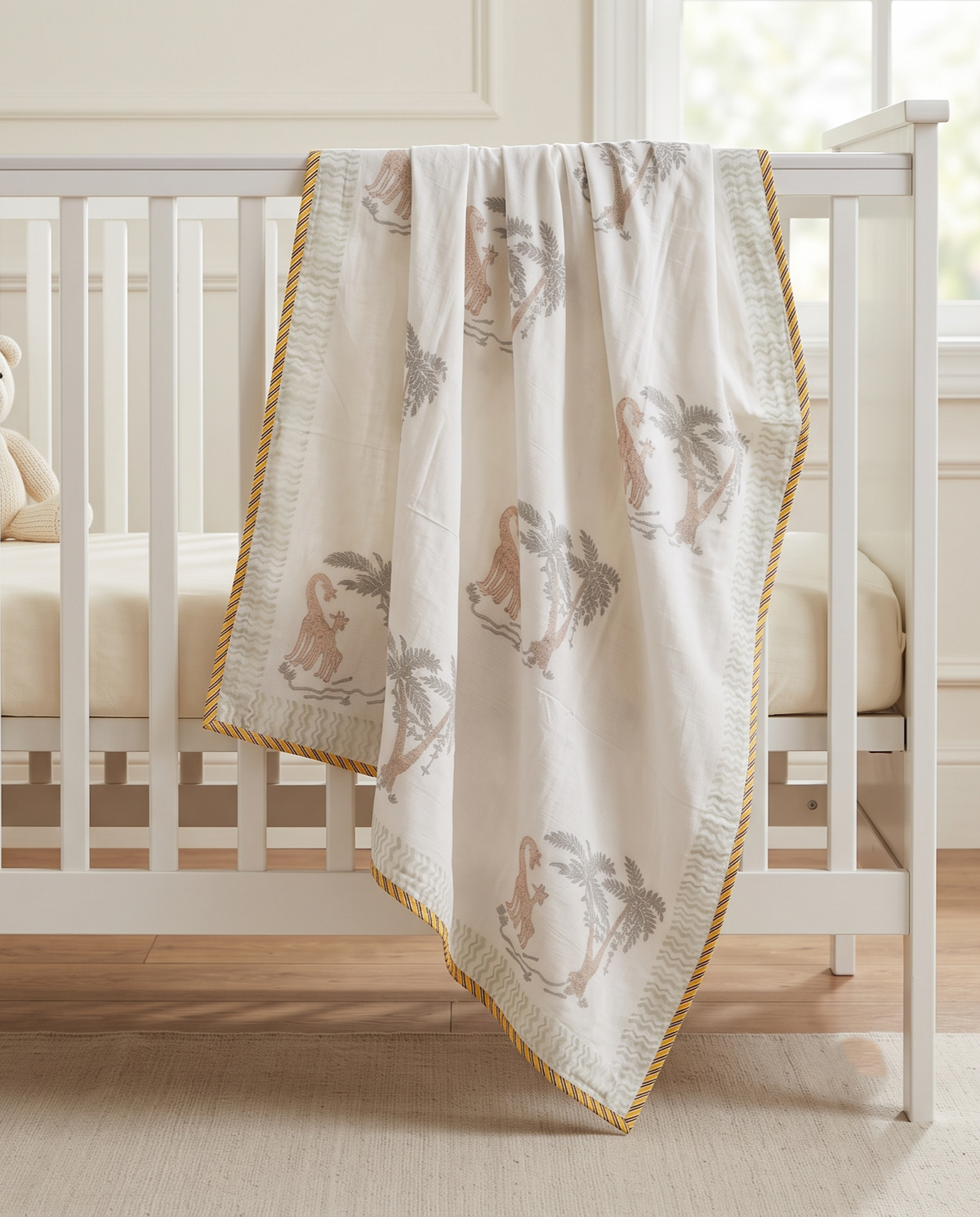 GIRAFFE GROVE HAND BLOCK BABY REVERSIBLE DOHAR