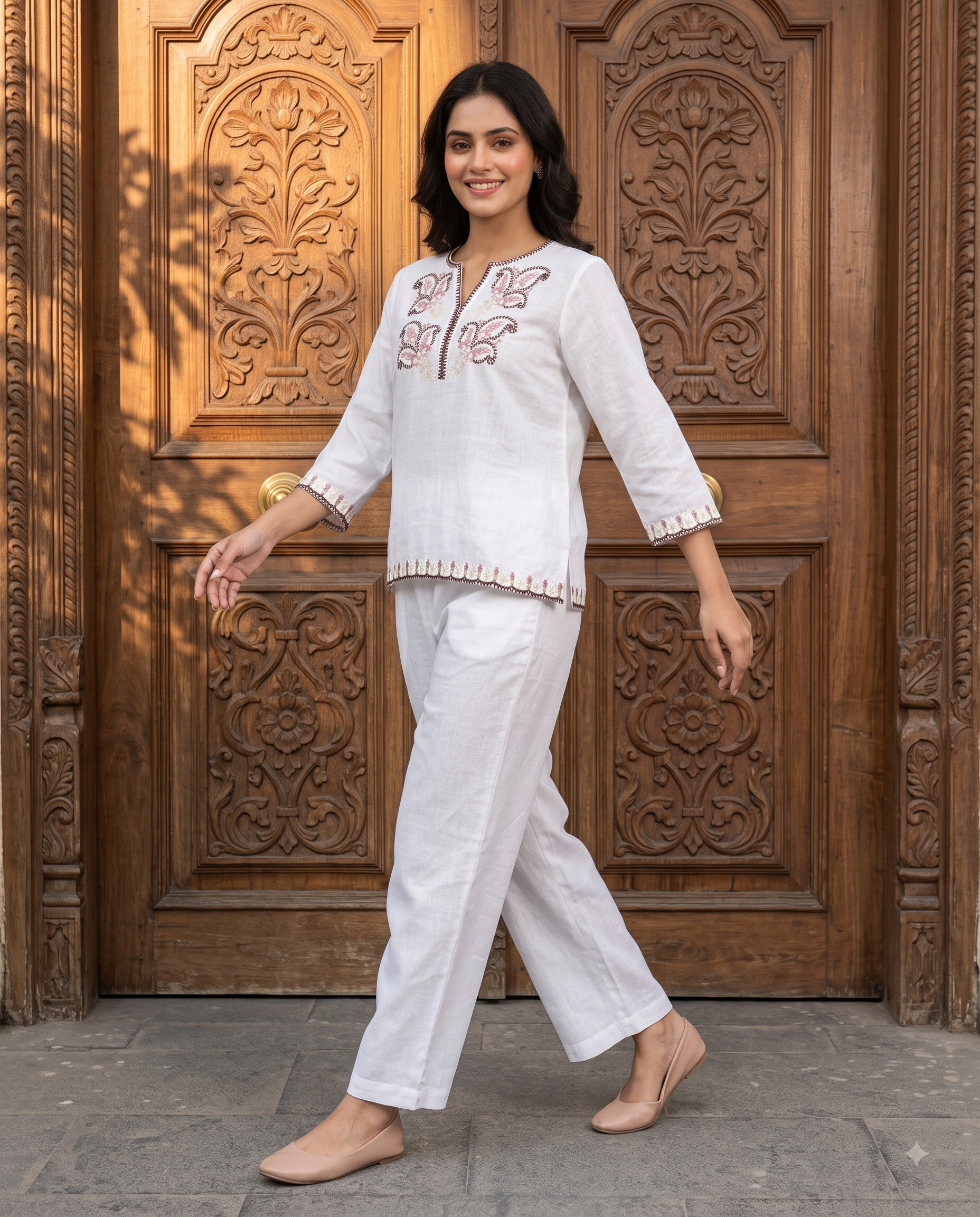 Bloom European Linen Top - Ivory White