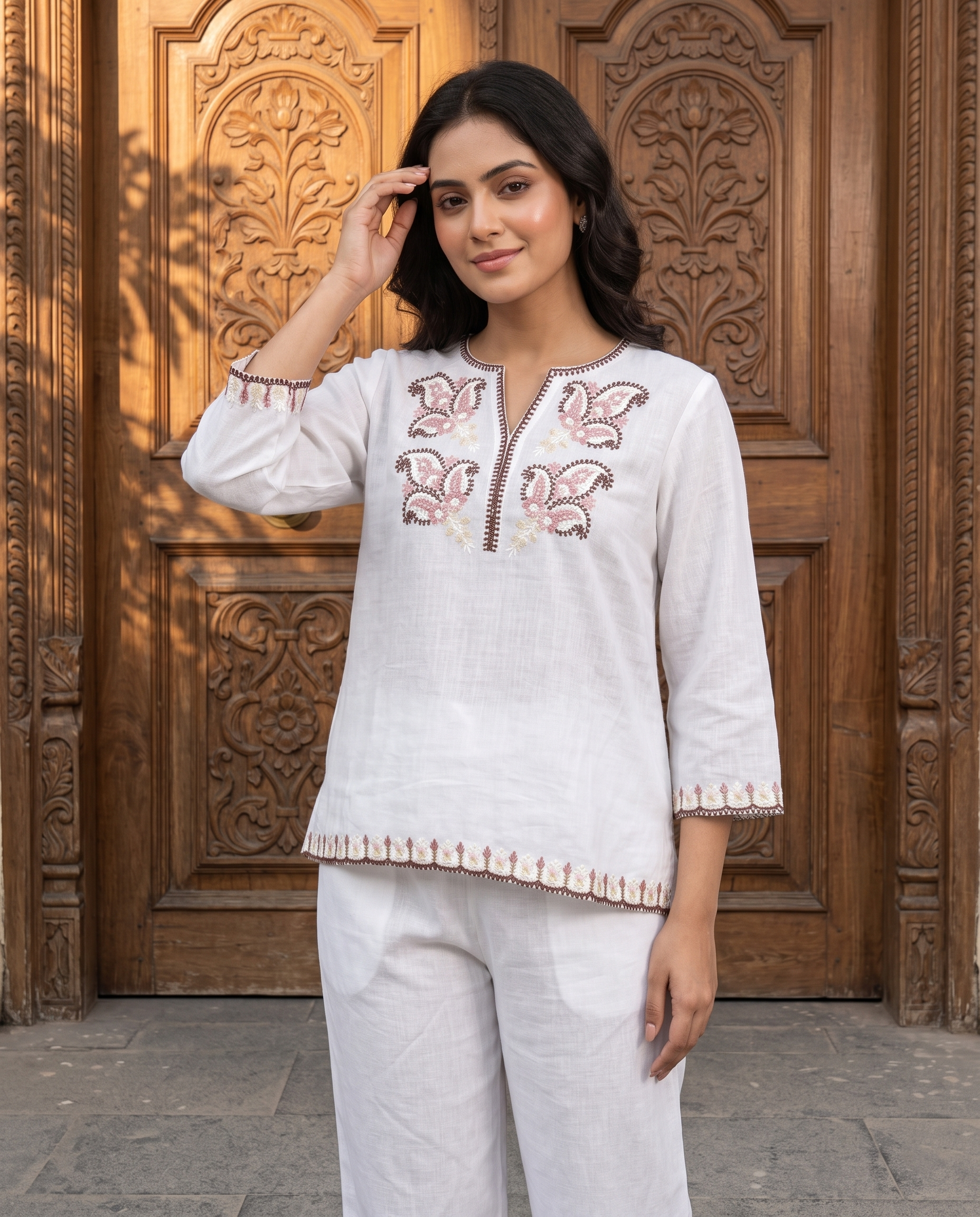 Bloom European Linen Top - Ivory White
