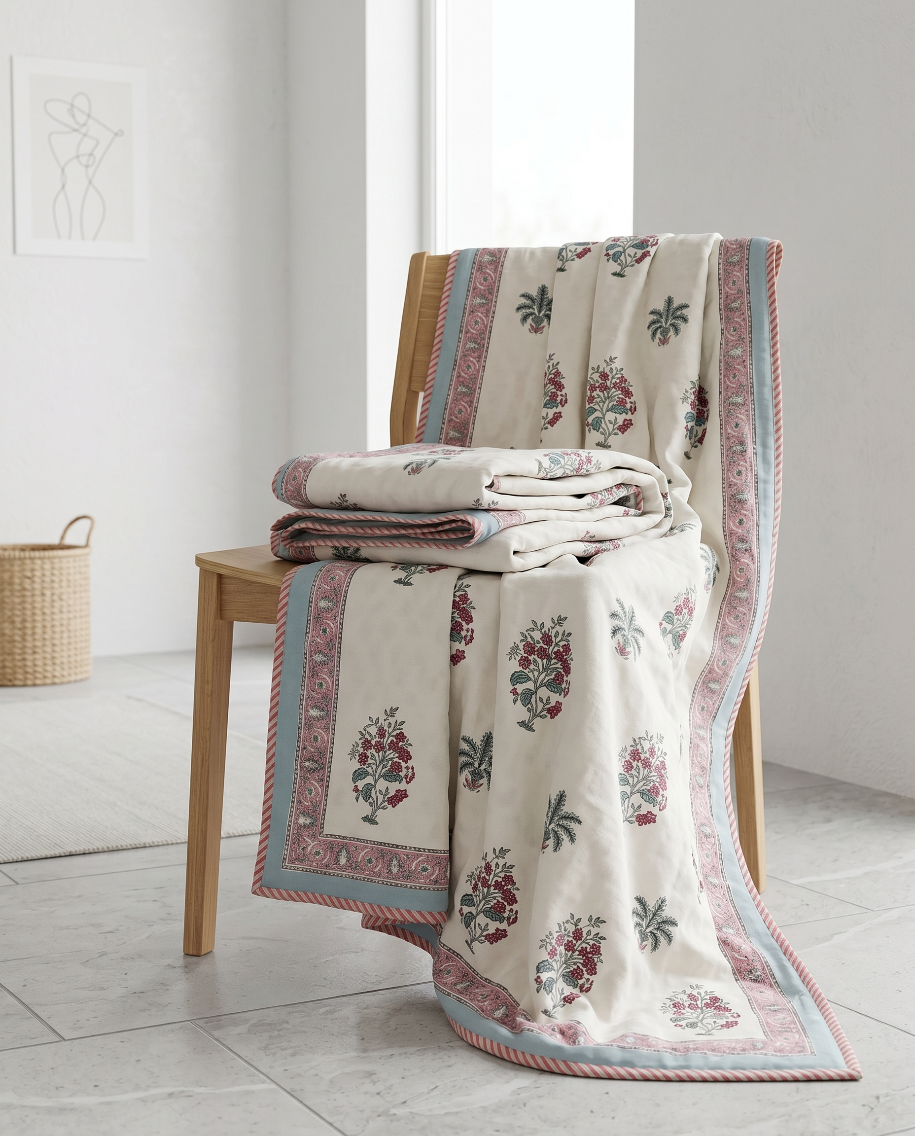 SOFT ROSE IVORY REVERSIBLE COTTON DOHAR