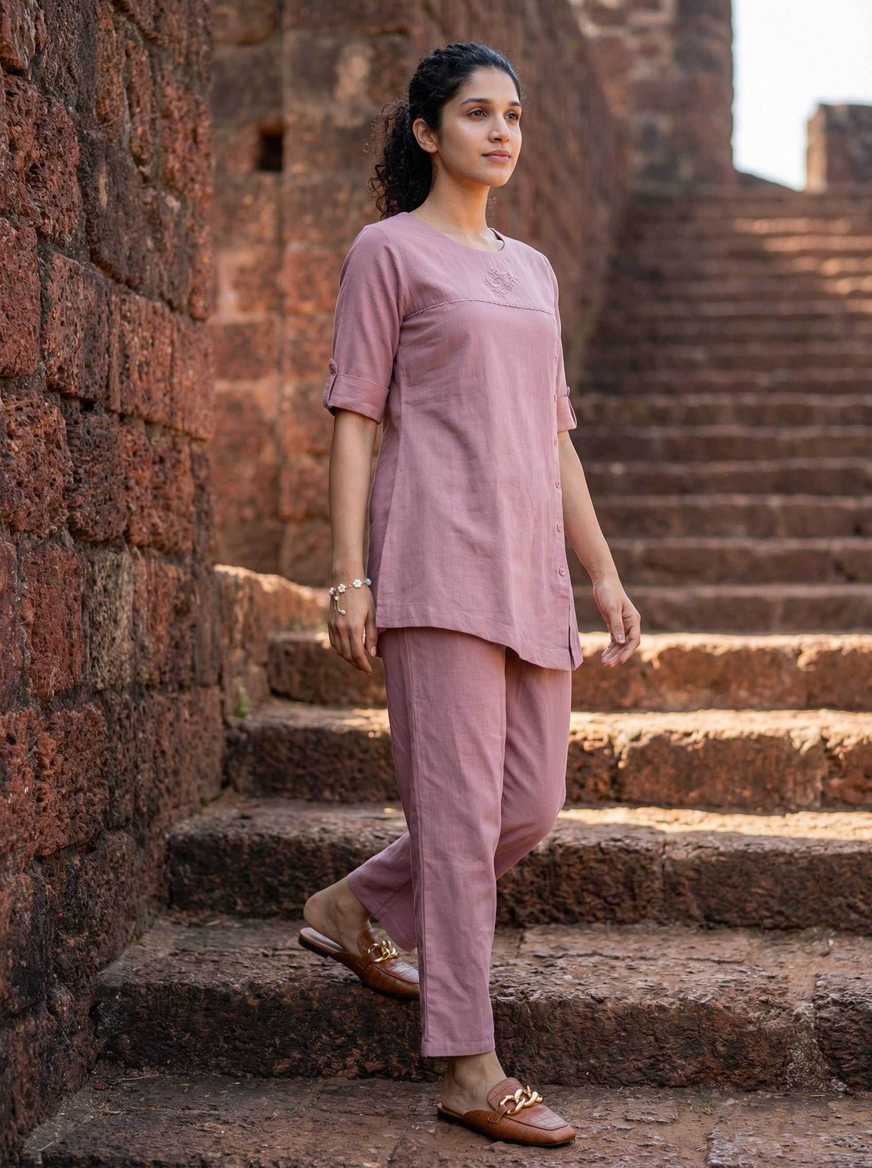Solid Hues Mauve Linen Cordset