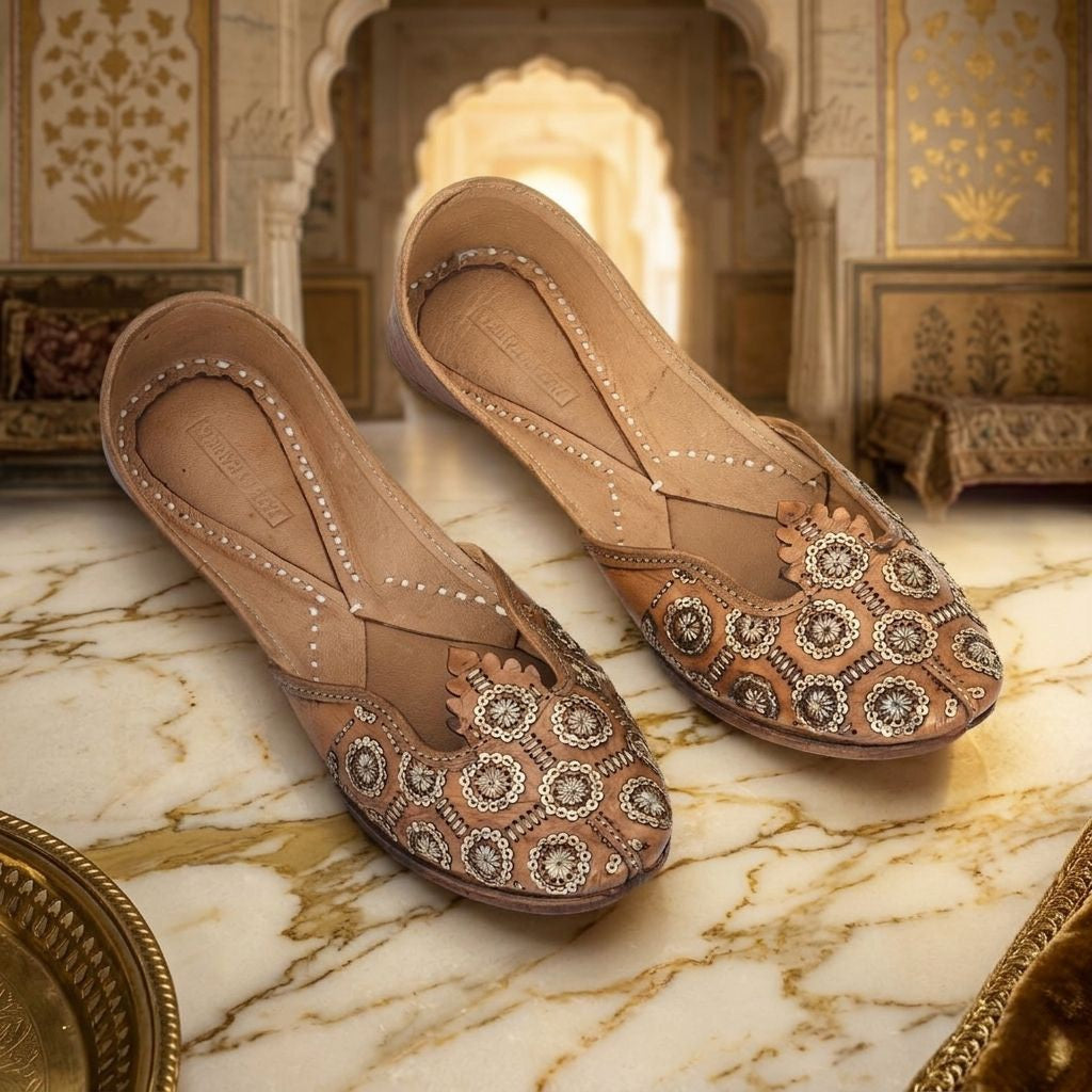 SEQUINS BURST PURE LEATHER HANDCRAFTED JUTTI