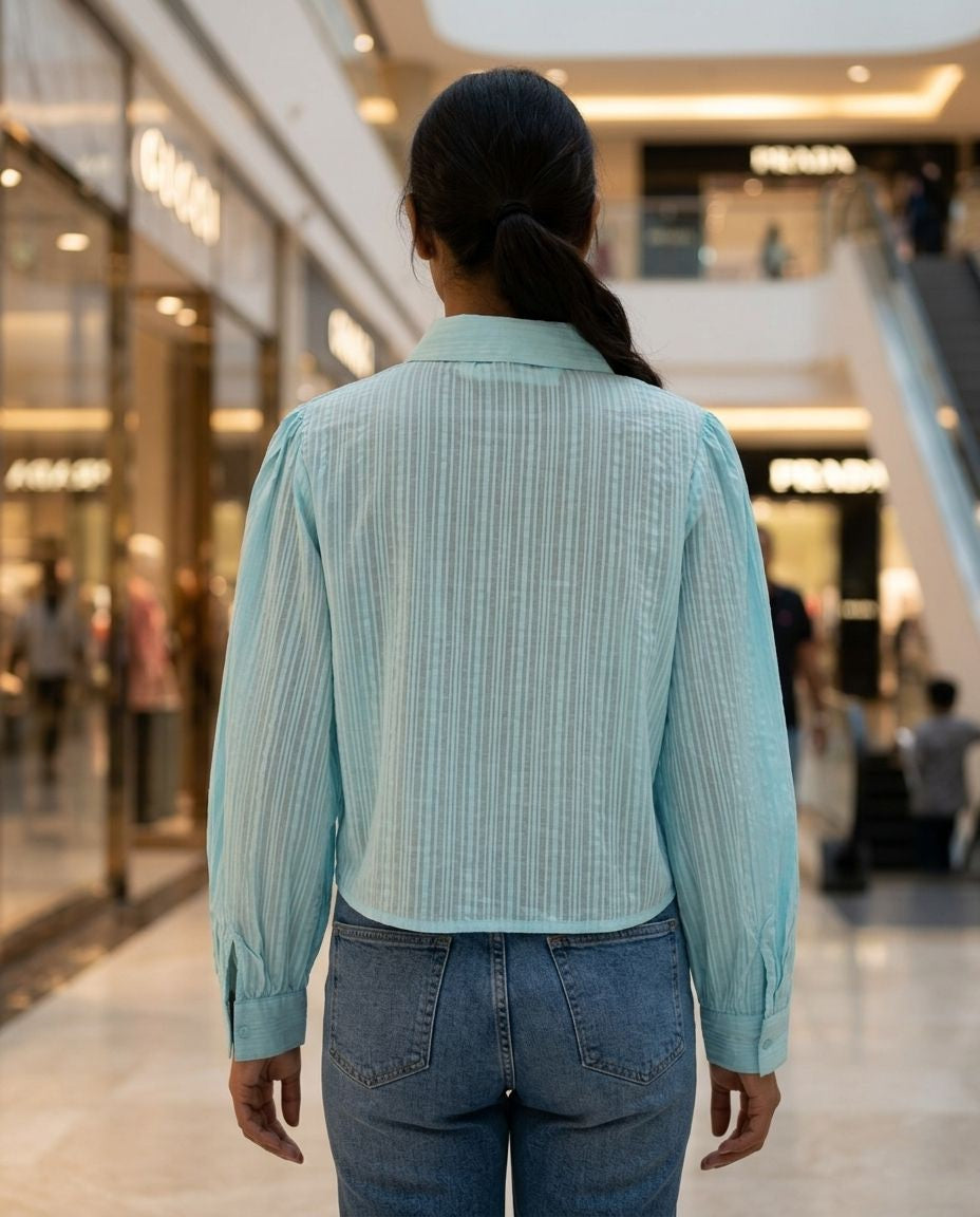 BRASSO COTTON BLUE CROP STYLE TOP