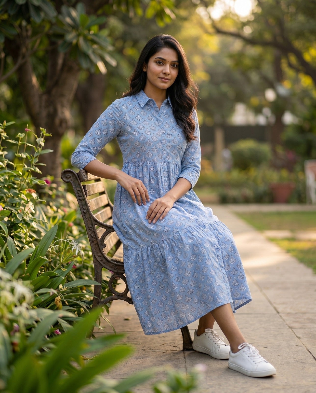 Flora Mul Tiered Dress ( HANDBLOCK )