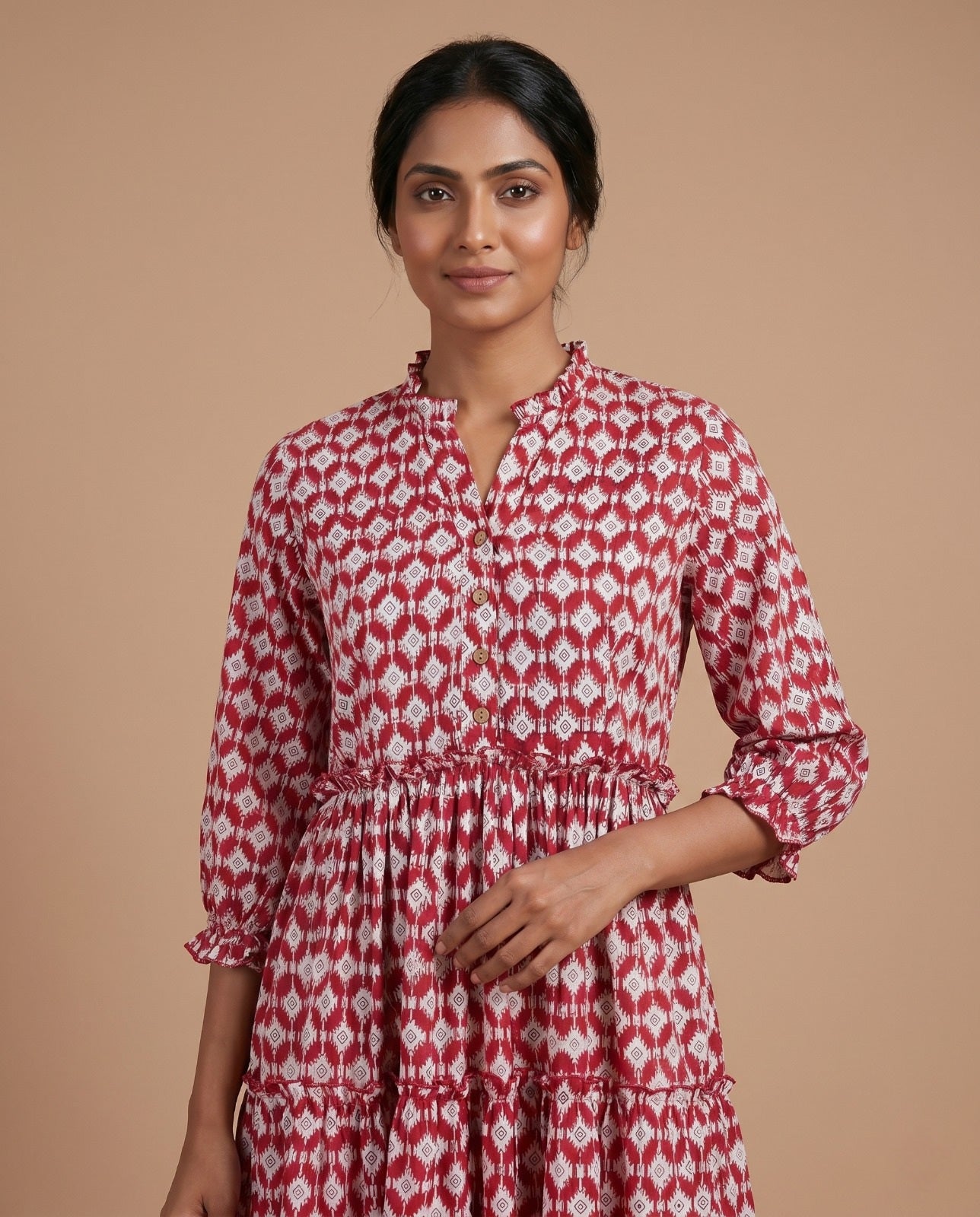 The Royal Bloom Tiered Dress ( HANDBLOCK)