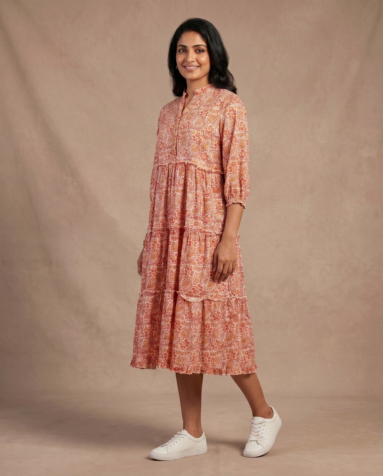 The Royal Bloom Tiered Dress ( HANDBLOCK)