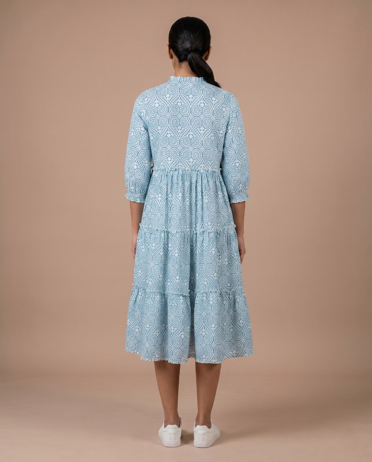 The Royal Bloom Tiered Dress ( HANDBLOCK)