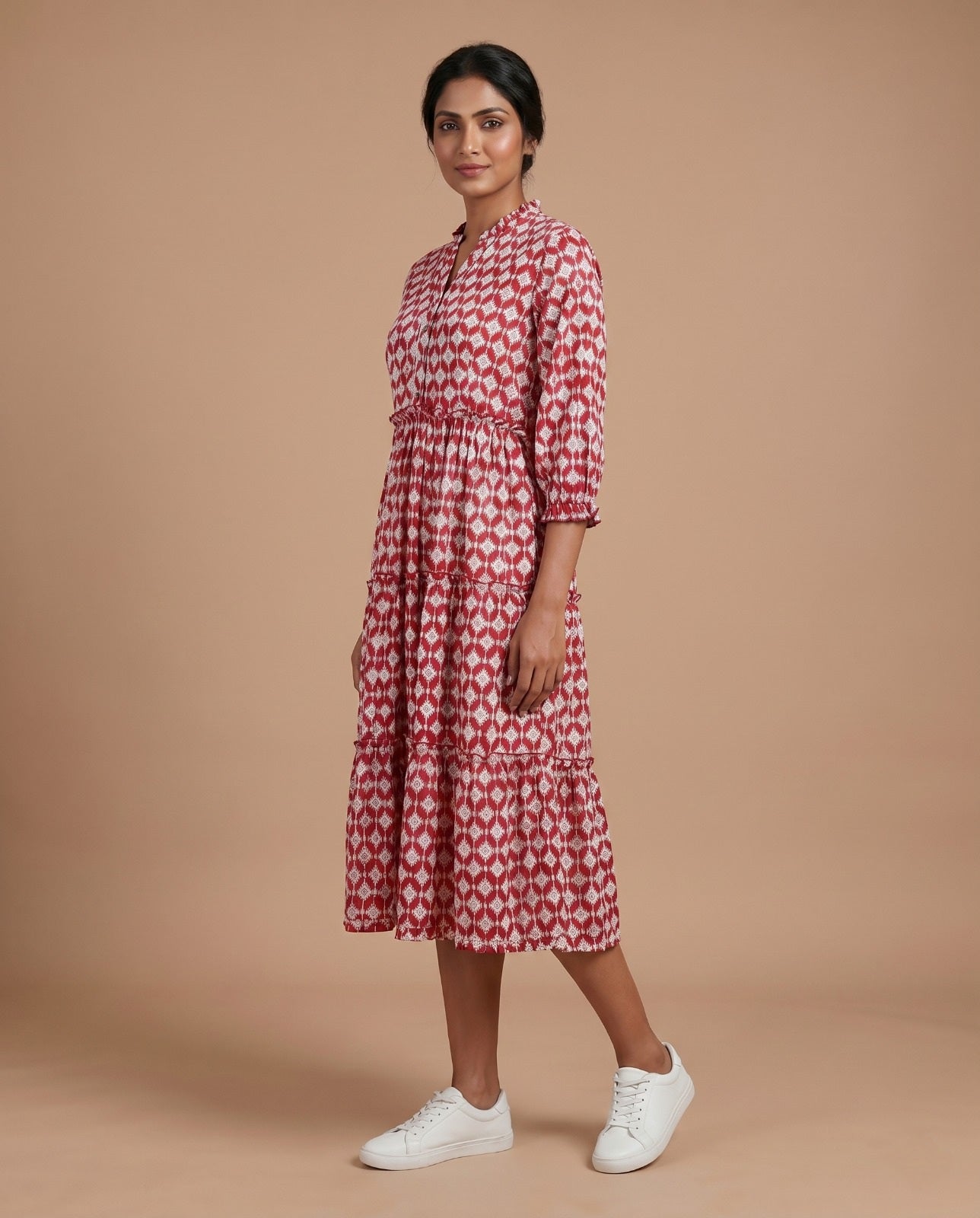 The Royal Bloom Tiered Dress ( HANDBLOCK)