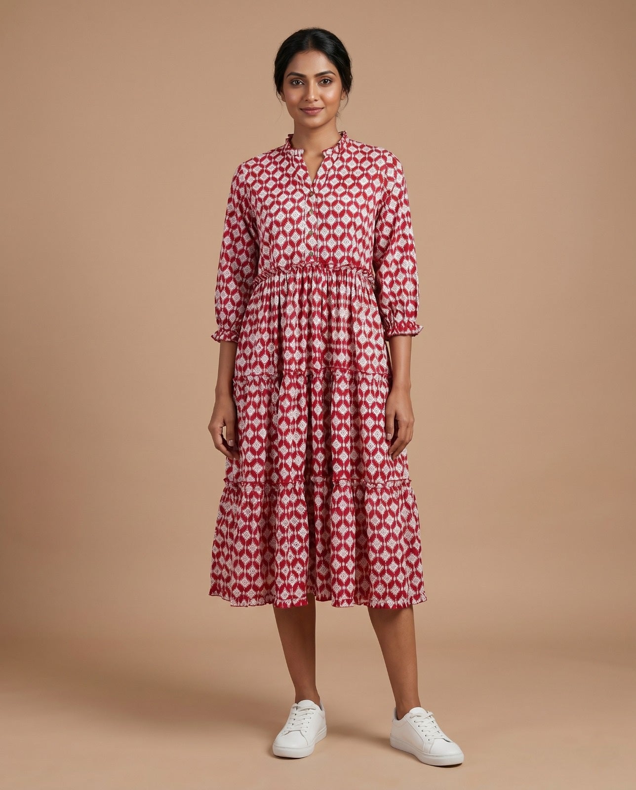 The Royal Bloom Tiered Dress ( HANDBLOCK)