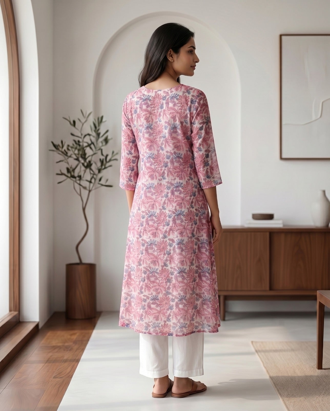 Kota Doria Pintex Dress ( HANDBLOCK)