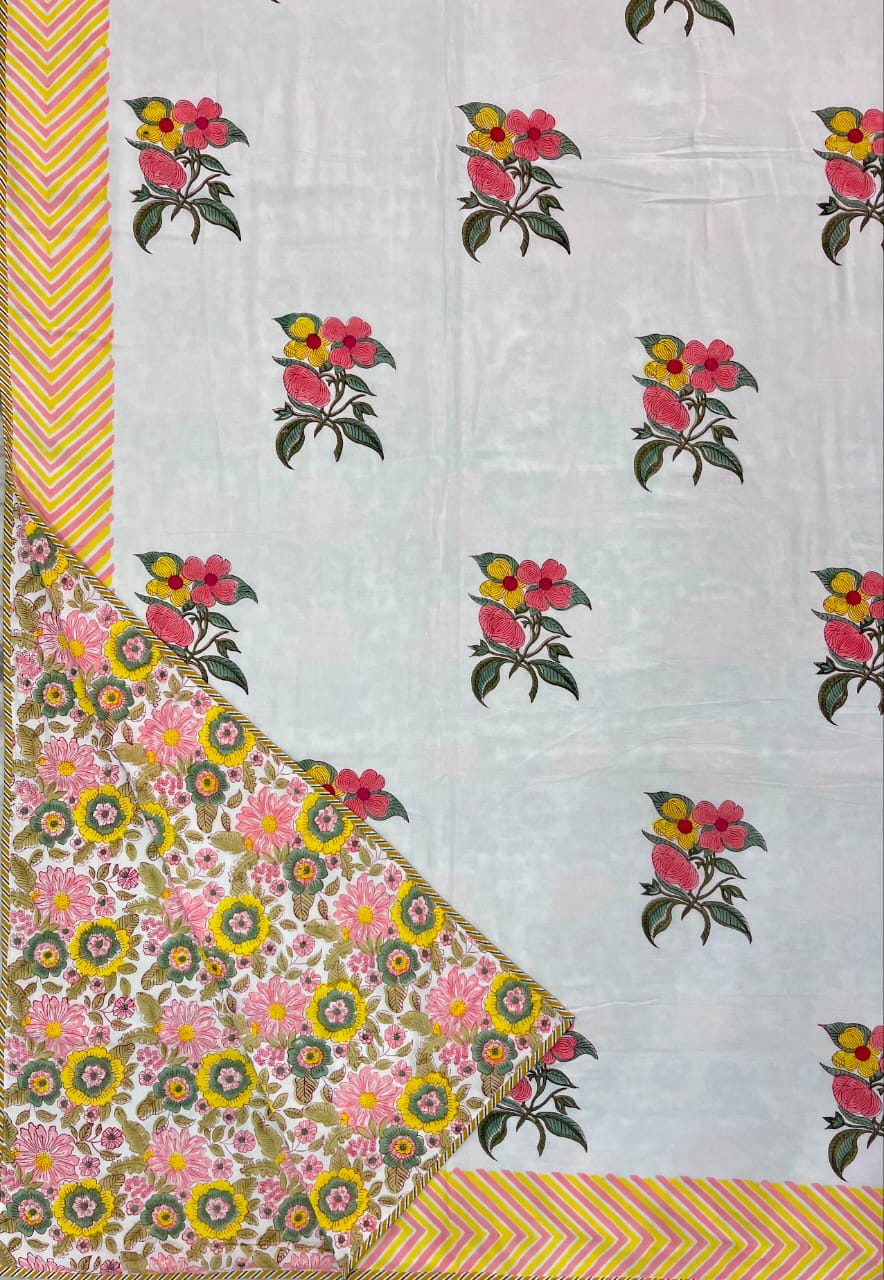 Hand Block Reversible Double Dohar Premium Cotton – Blush Pink