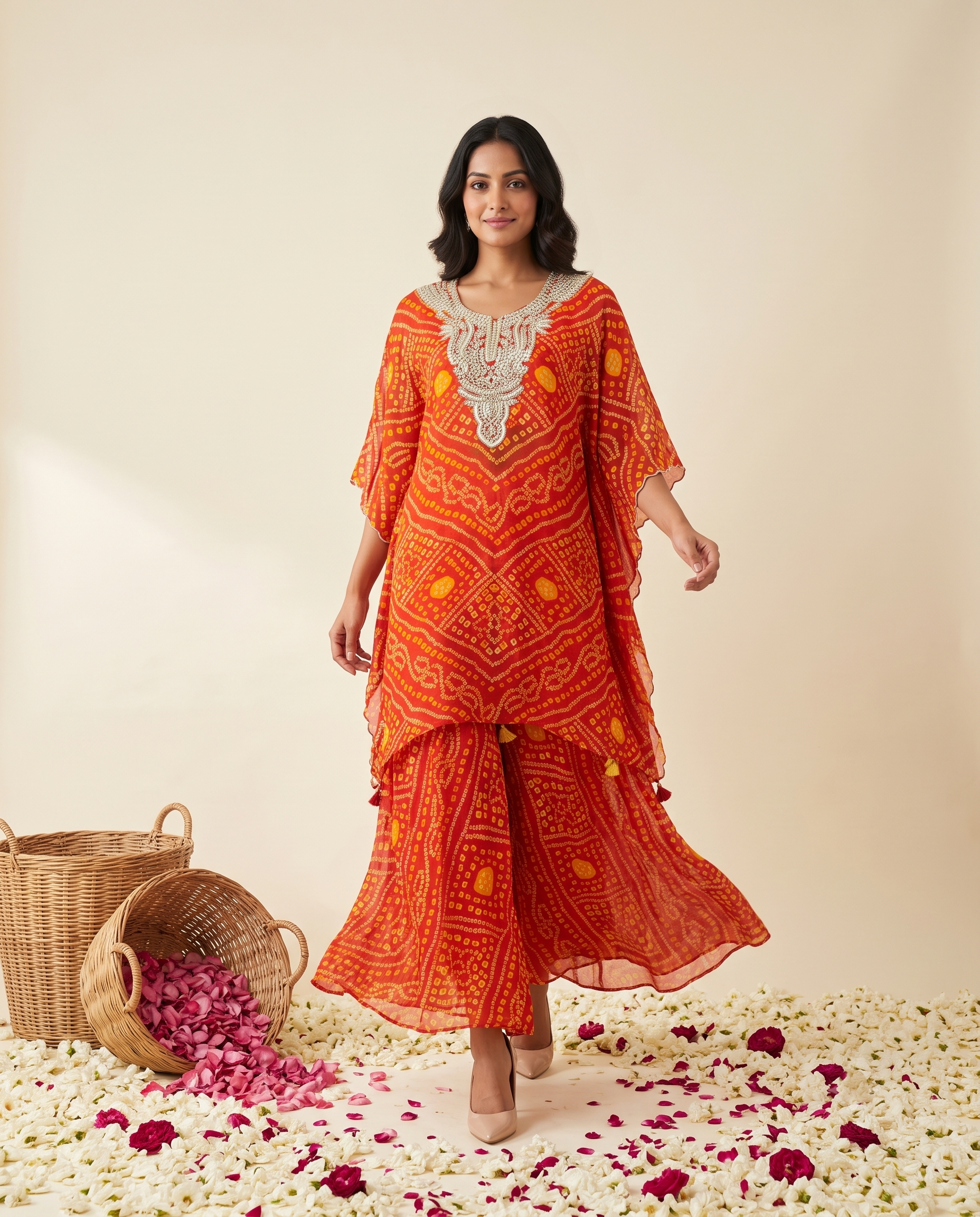 GULNAAR ORANGE CHIFFON SET