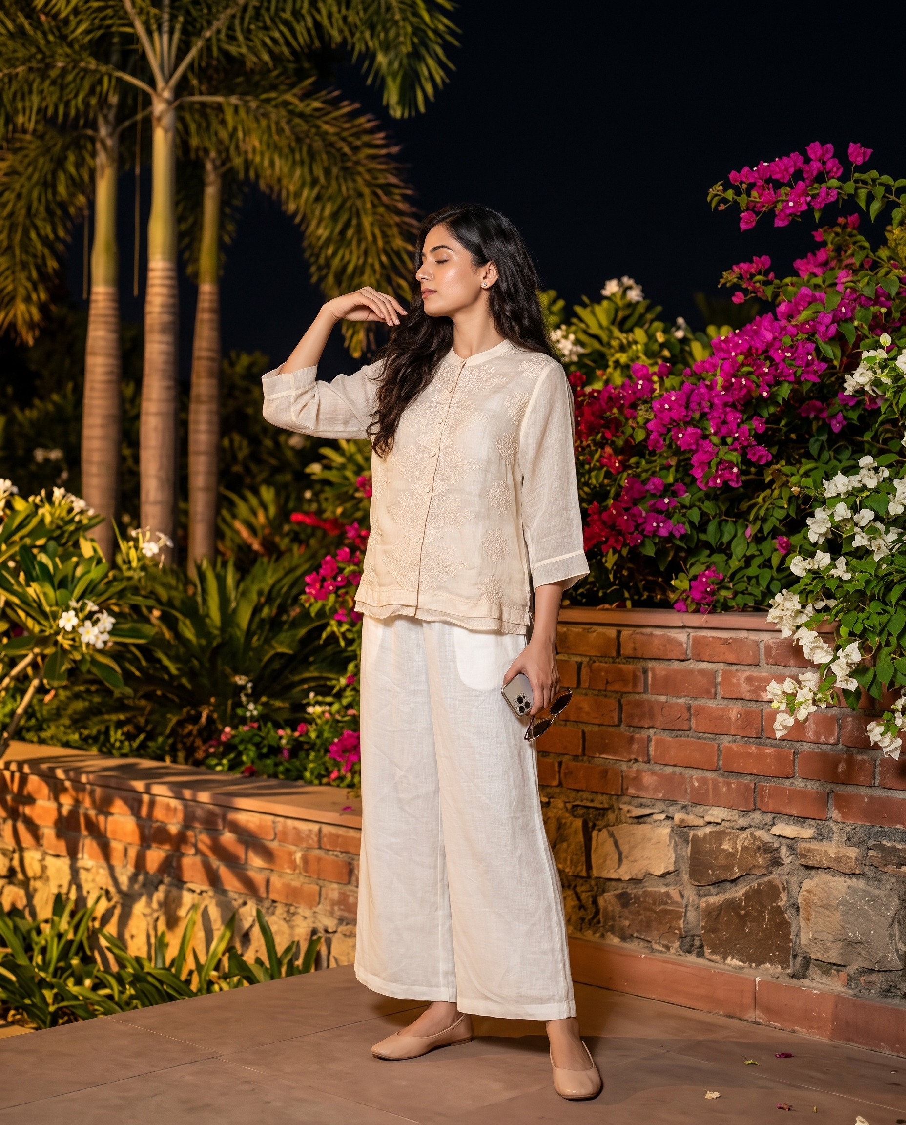 Luna European Linen Top - Pearl Cream