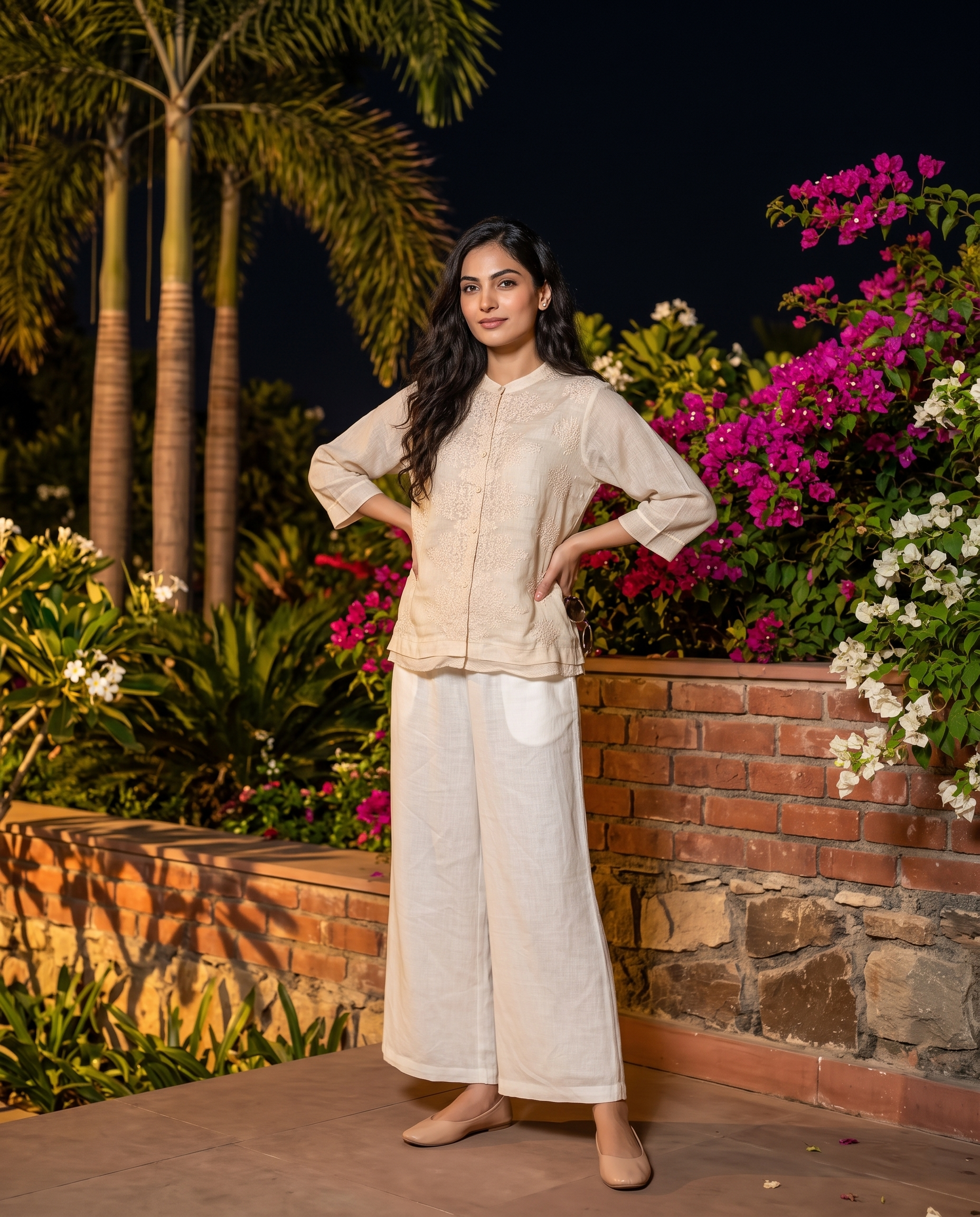 Luna European Linen Top - Pearl Cream