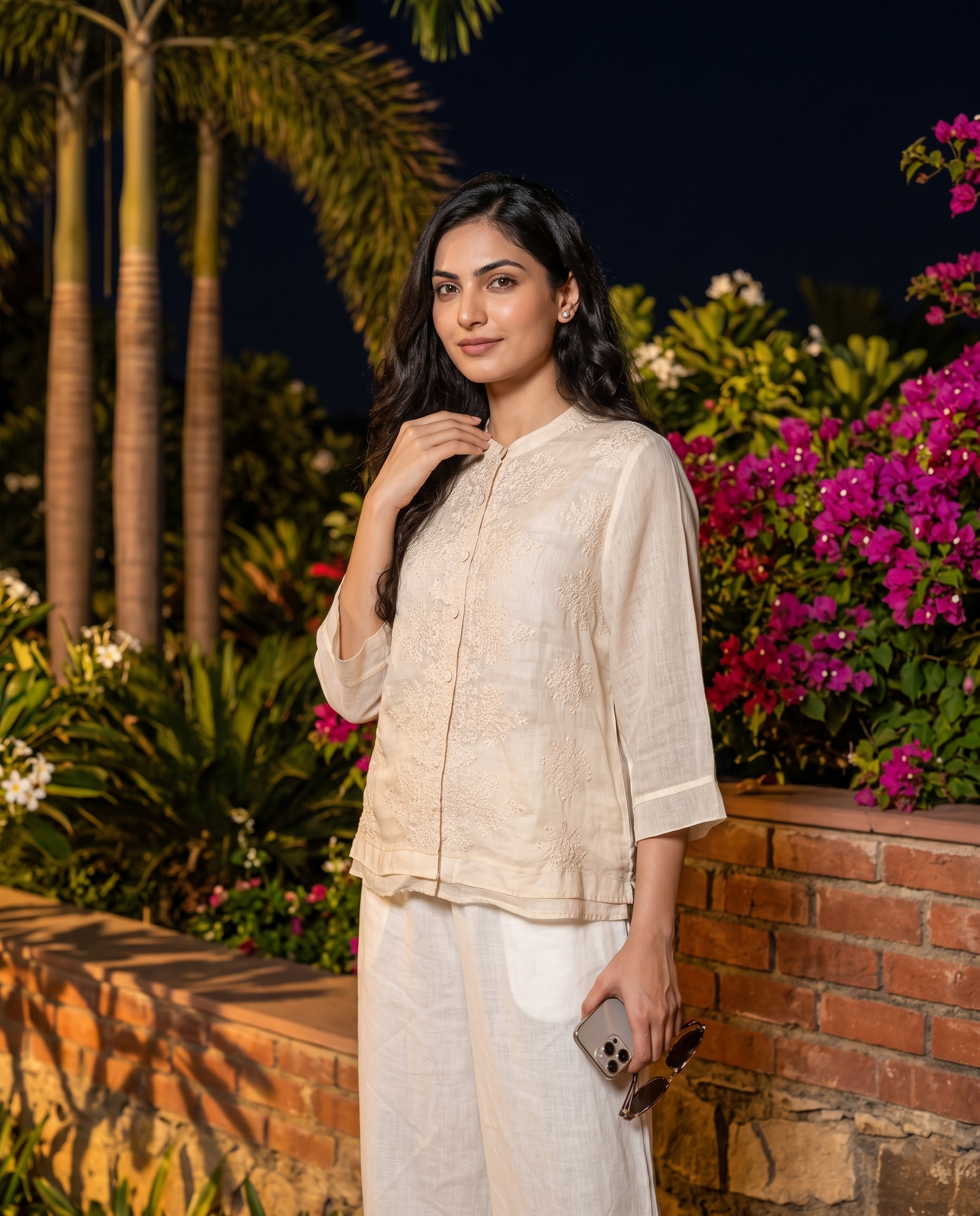 Luna European Linen Top - Pearl Cream