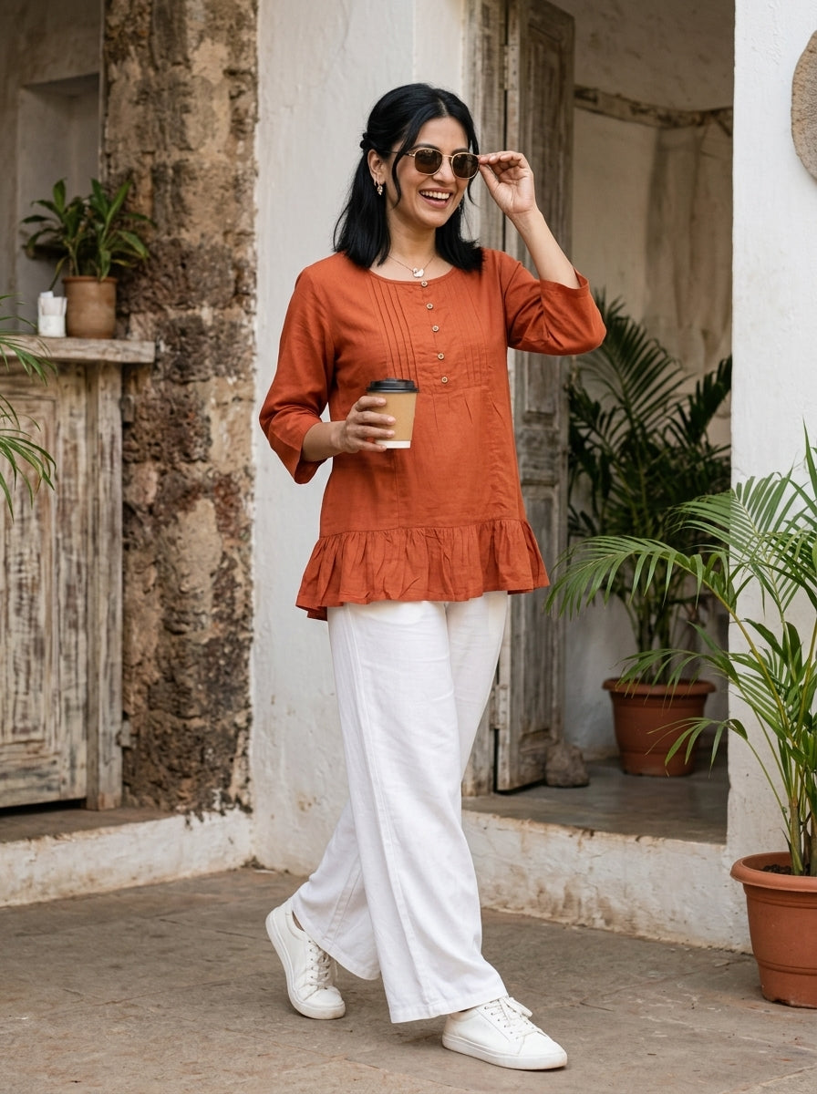 THE LINEAR WAVE RUST COTTON TOP
