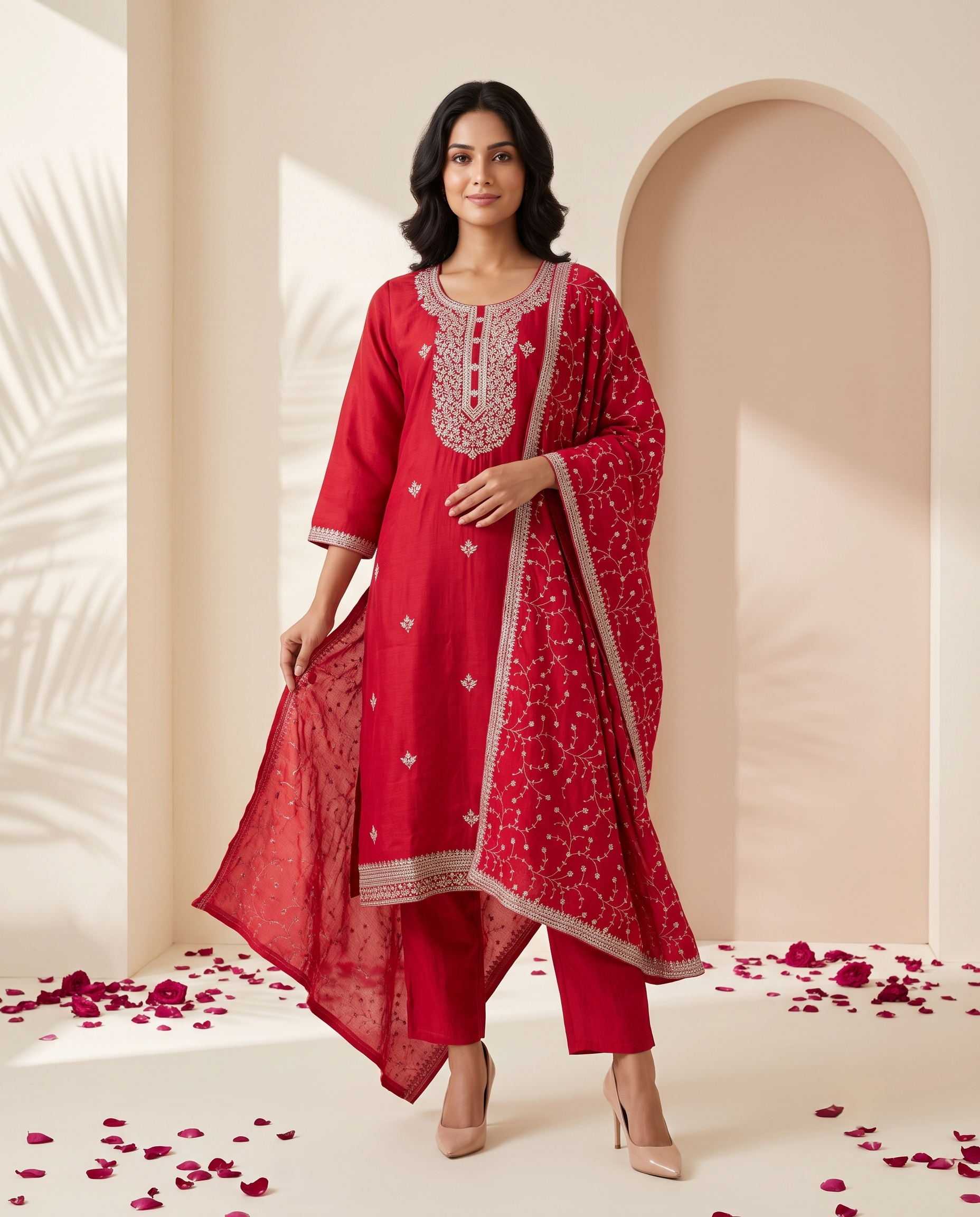 SOFT SILK KURTA PANT DUPATTA SET