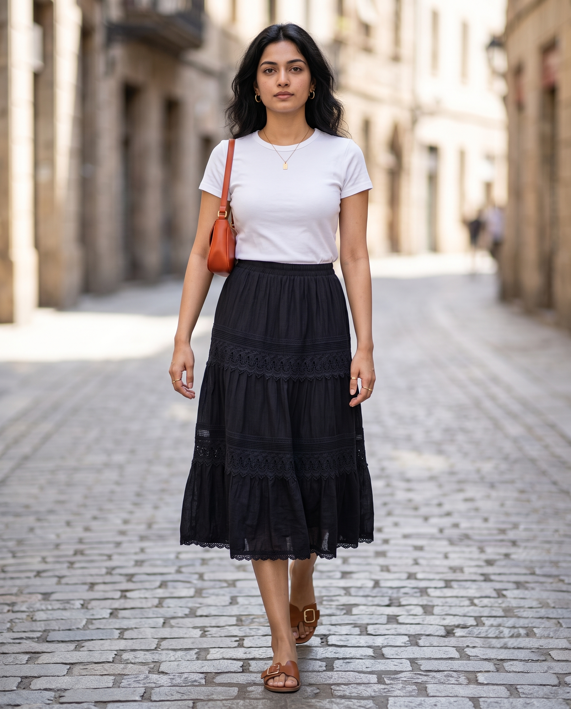 Seraphina Lace Midi Skirt – Classic Black
