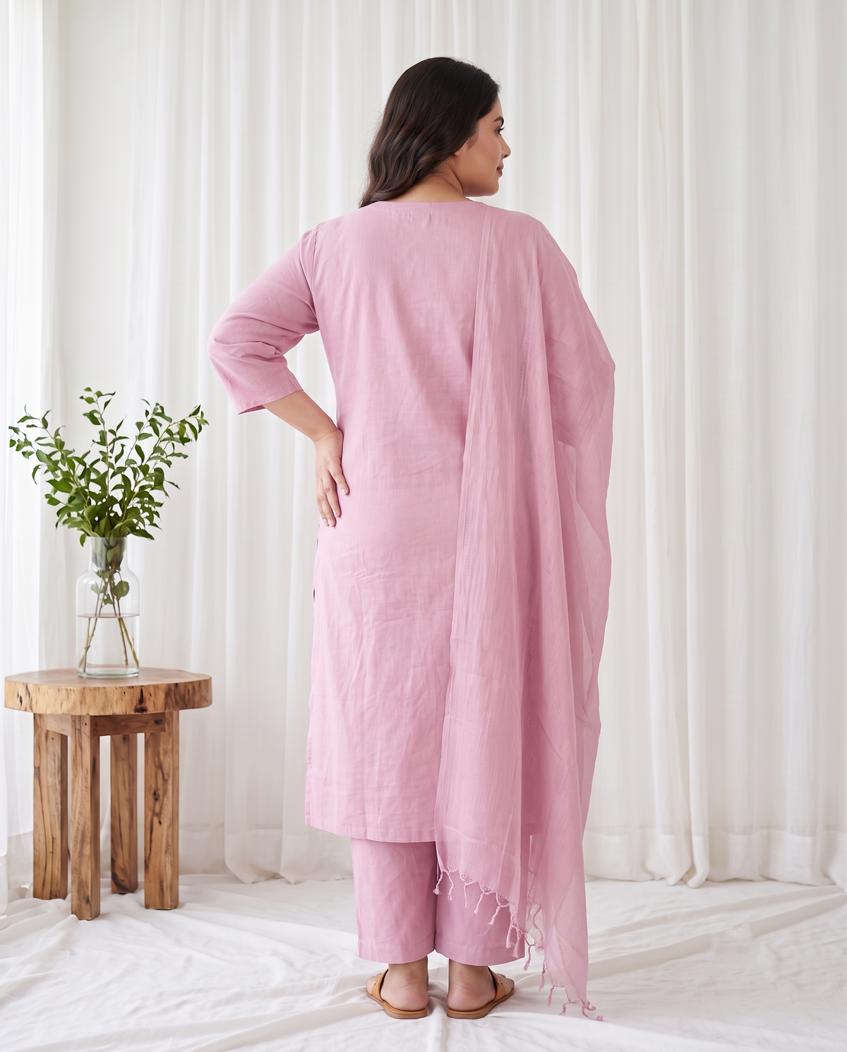 NOORAYA EMBROIDERED 3 PC SET - PINK