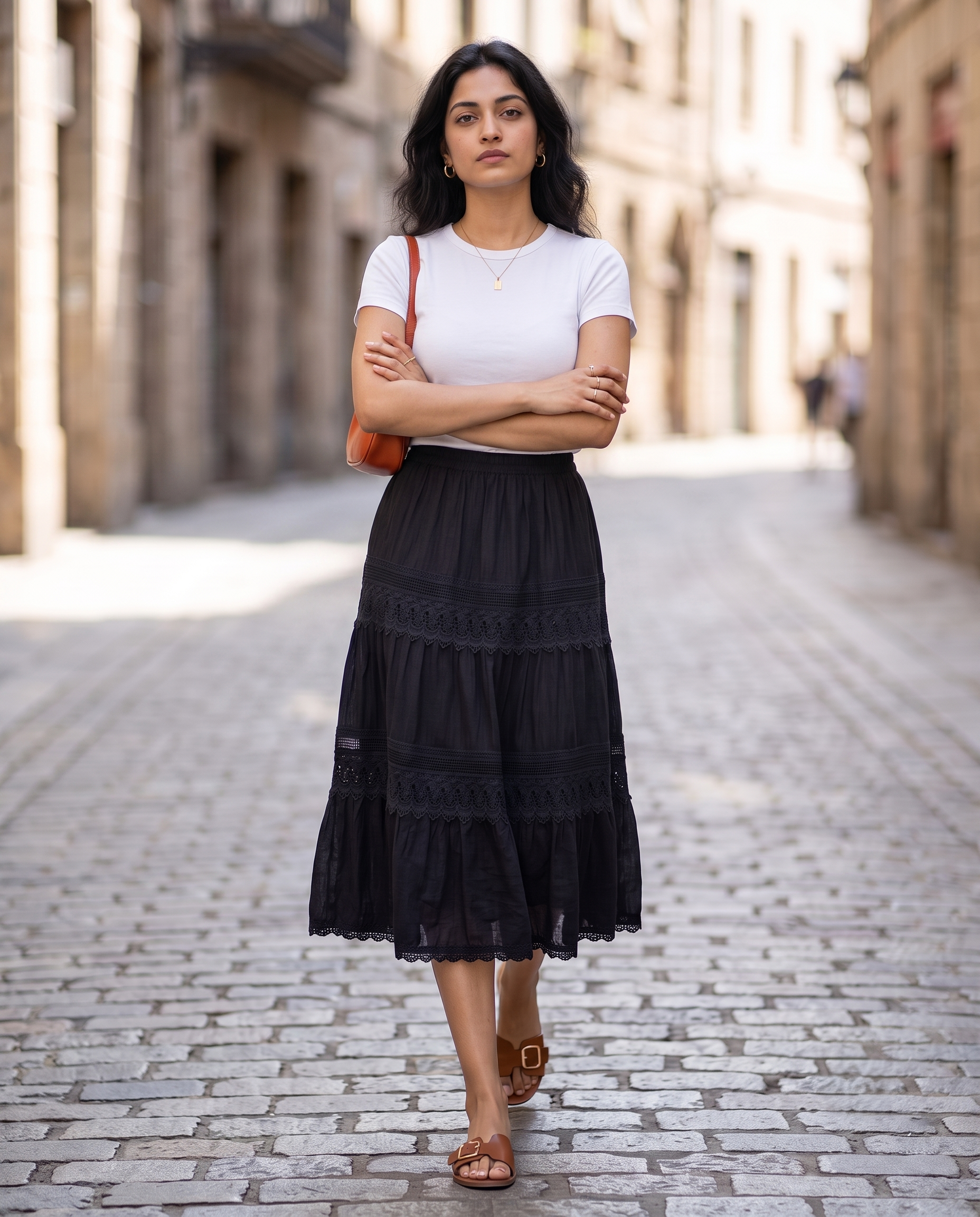 Seraphina Lace Midi Skirt – Classic Black