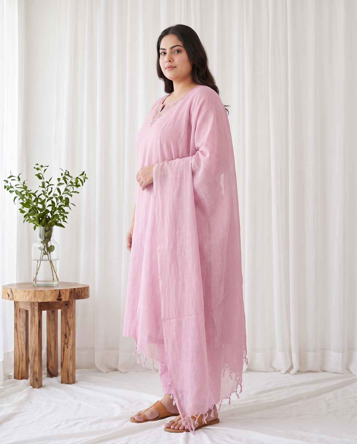 NOORAYA EMBROIDERED 3 PC SET - PINK
