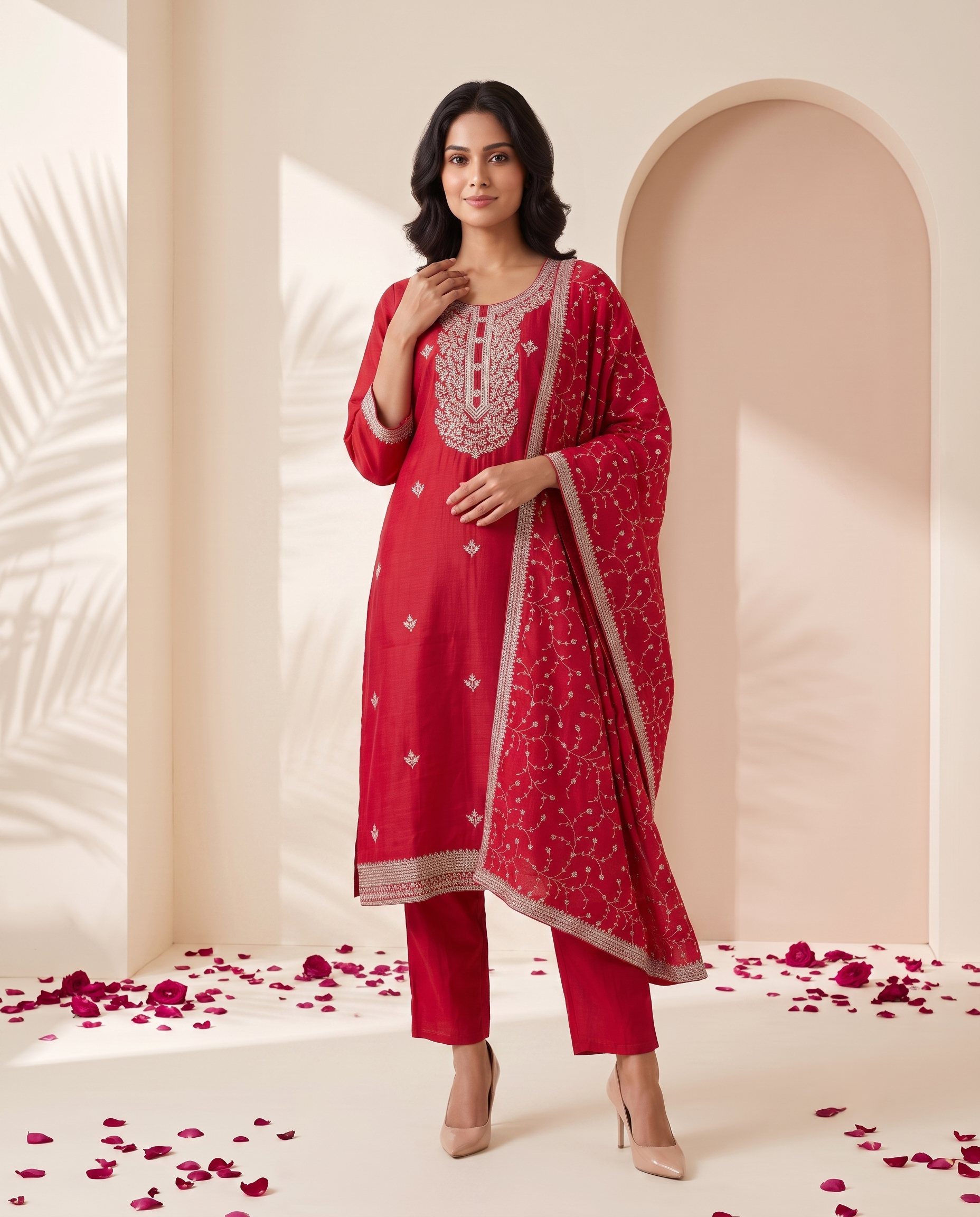 SOFT SILK KURTA PANT DUPATTA SET