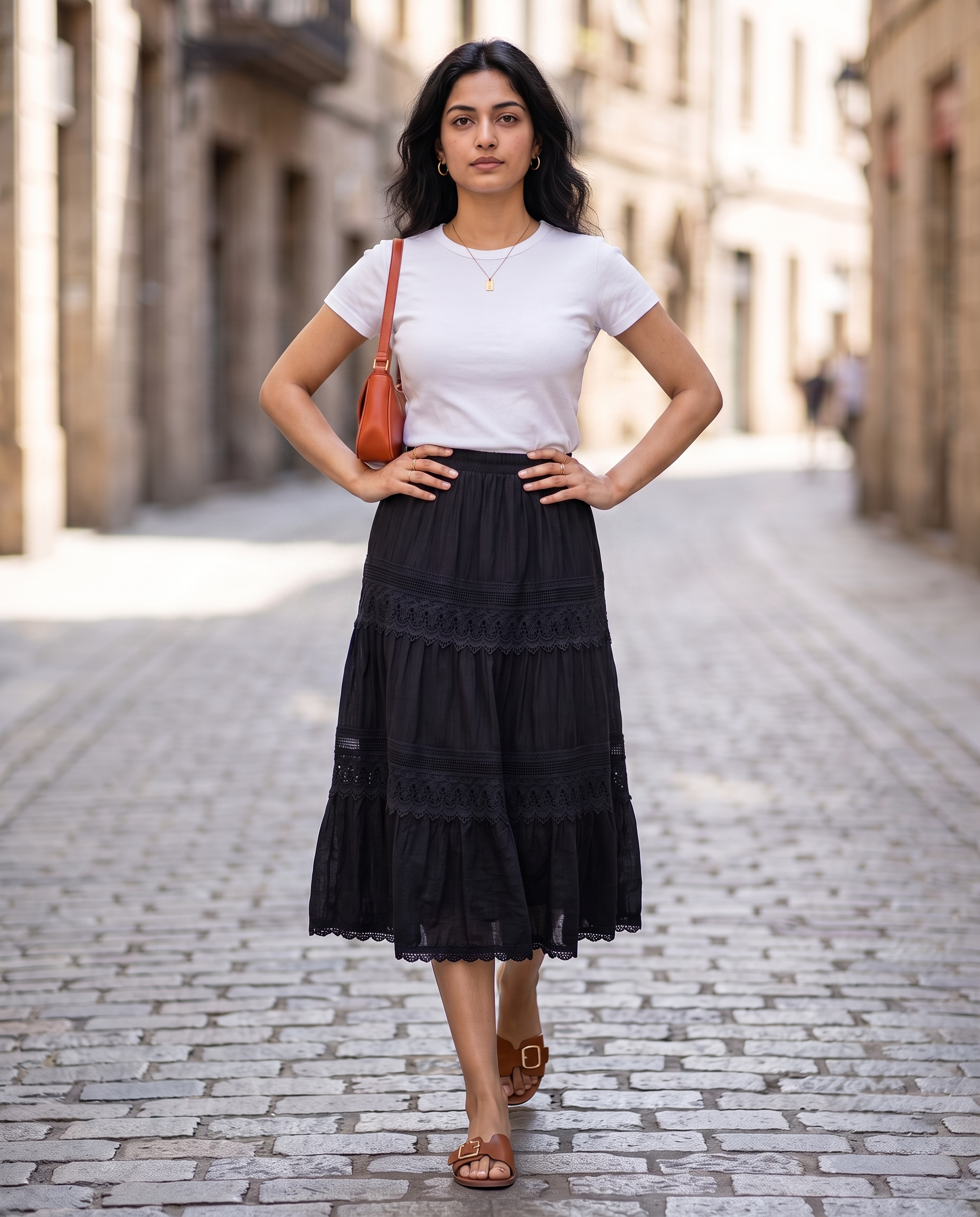 Seraphina Lace Midi Skirt – Classic Black