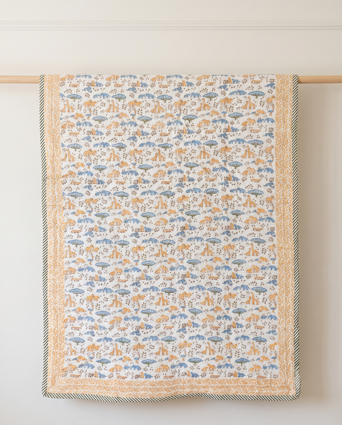 LITTLE WILDLIFE TRAILS HAND BLOCK BABY REVERSIBLE QUILT